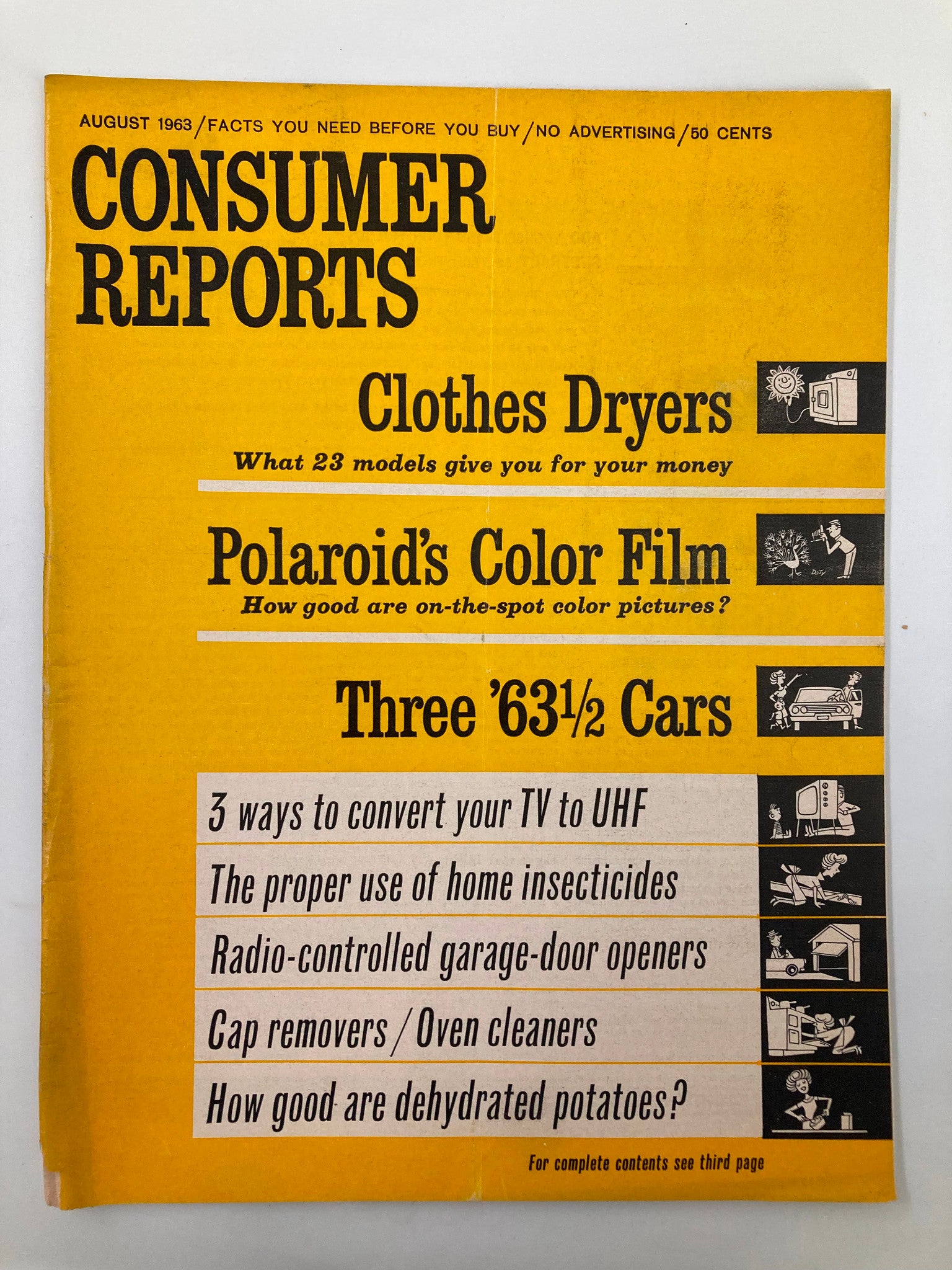 VTG Consumer Reports Magazine August 1963 Polaroid's Color Film No Label