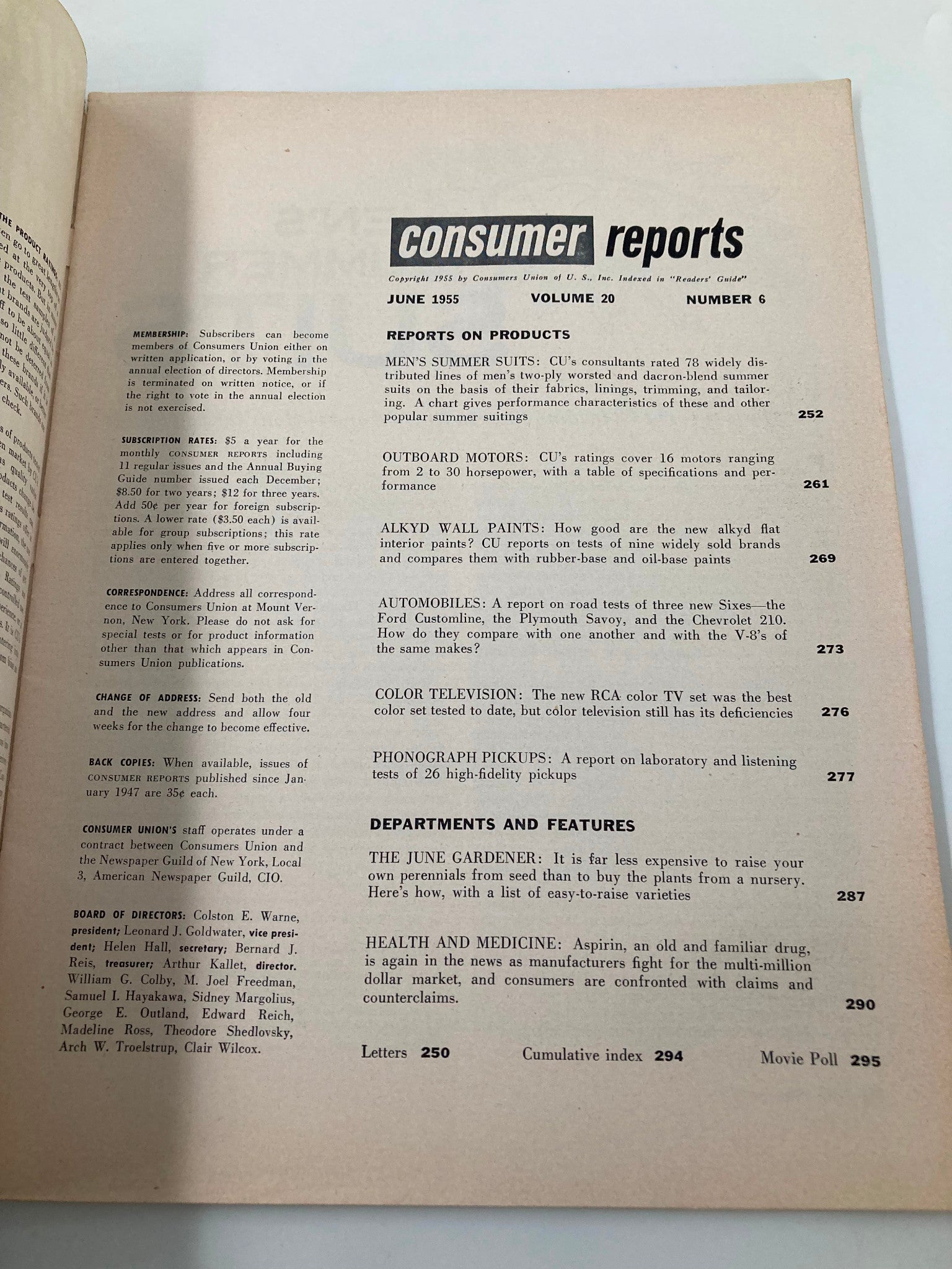 VTG Consumer Reports Magazine June 1955 Summer Suits Tropical Worsted No Label