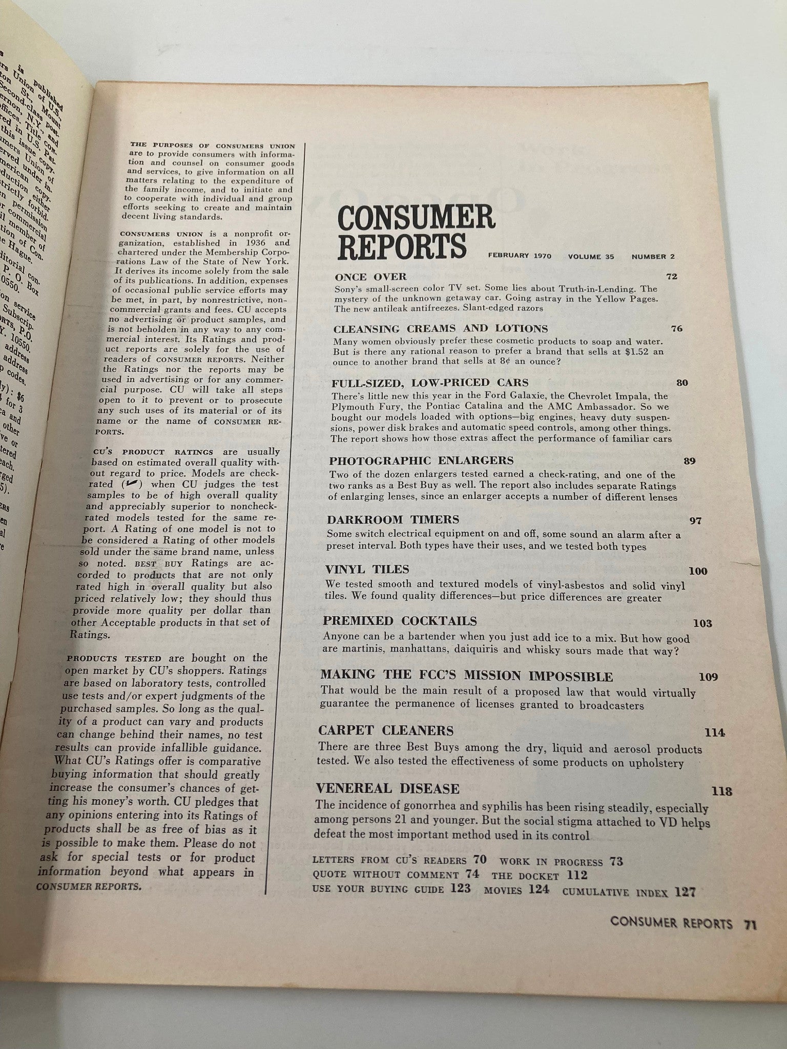 VTG Consumer Reports Magazine February 1970 Carpet and Upholstery Cleaners