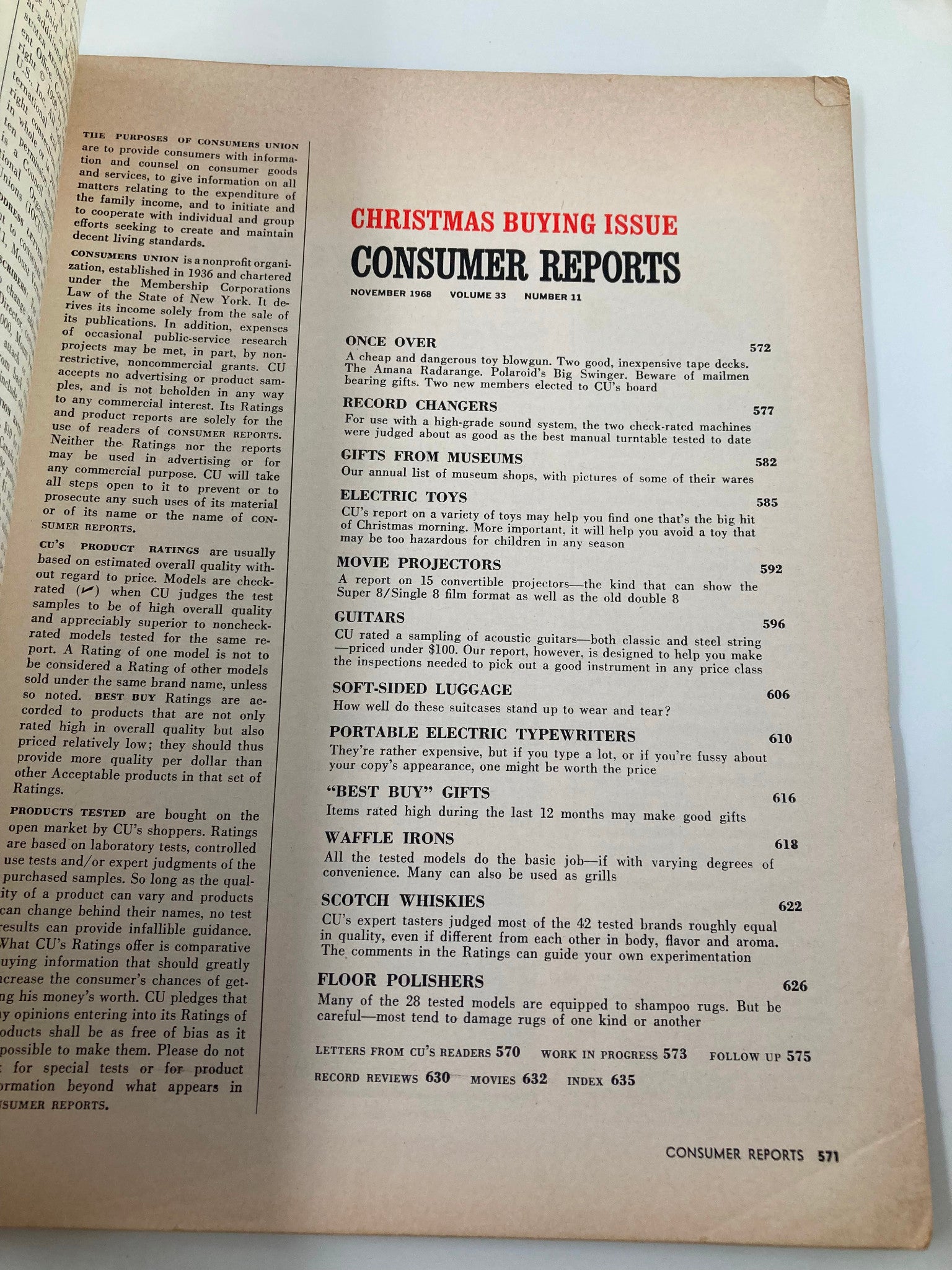 VTG Consumer Reports Magazine November 1968 Portable Electric Typewriters