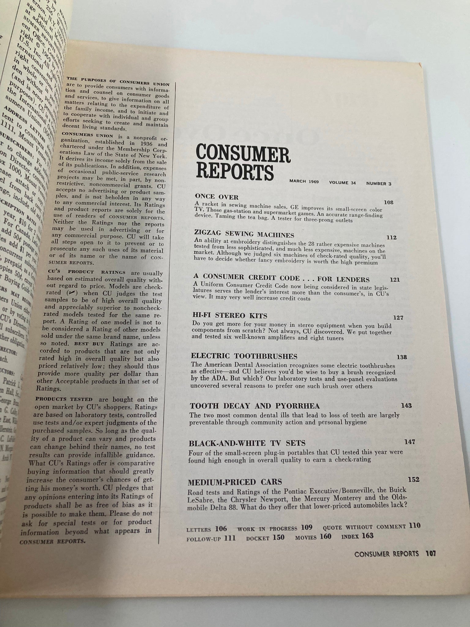 VTG Consumer Reports Magazine March 1969 Your Teeth and Their Care Tooth Decay