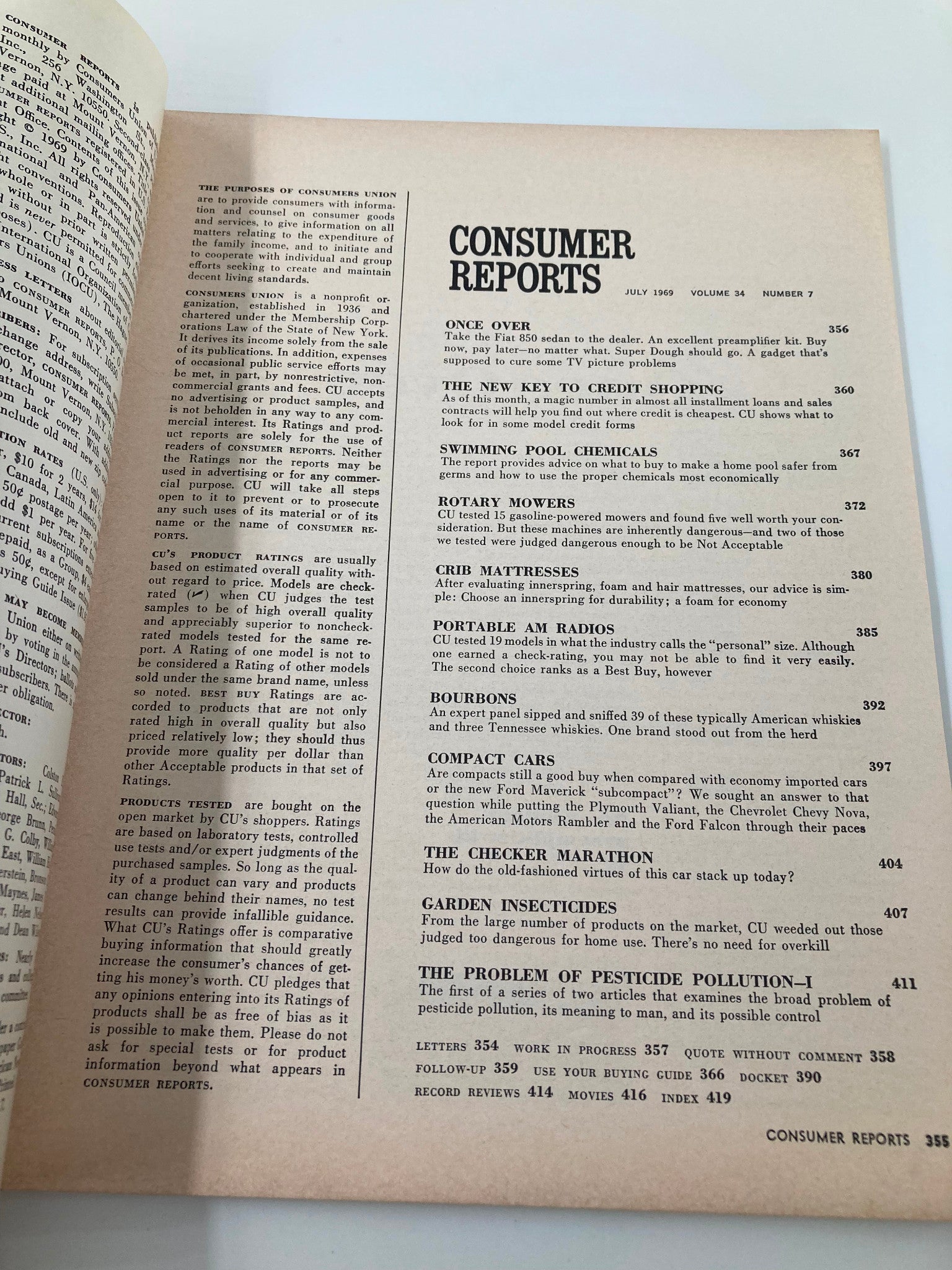 VTG Consumer Reports Magazine July 1969 Swimming Pool Chemicals How To Use Them