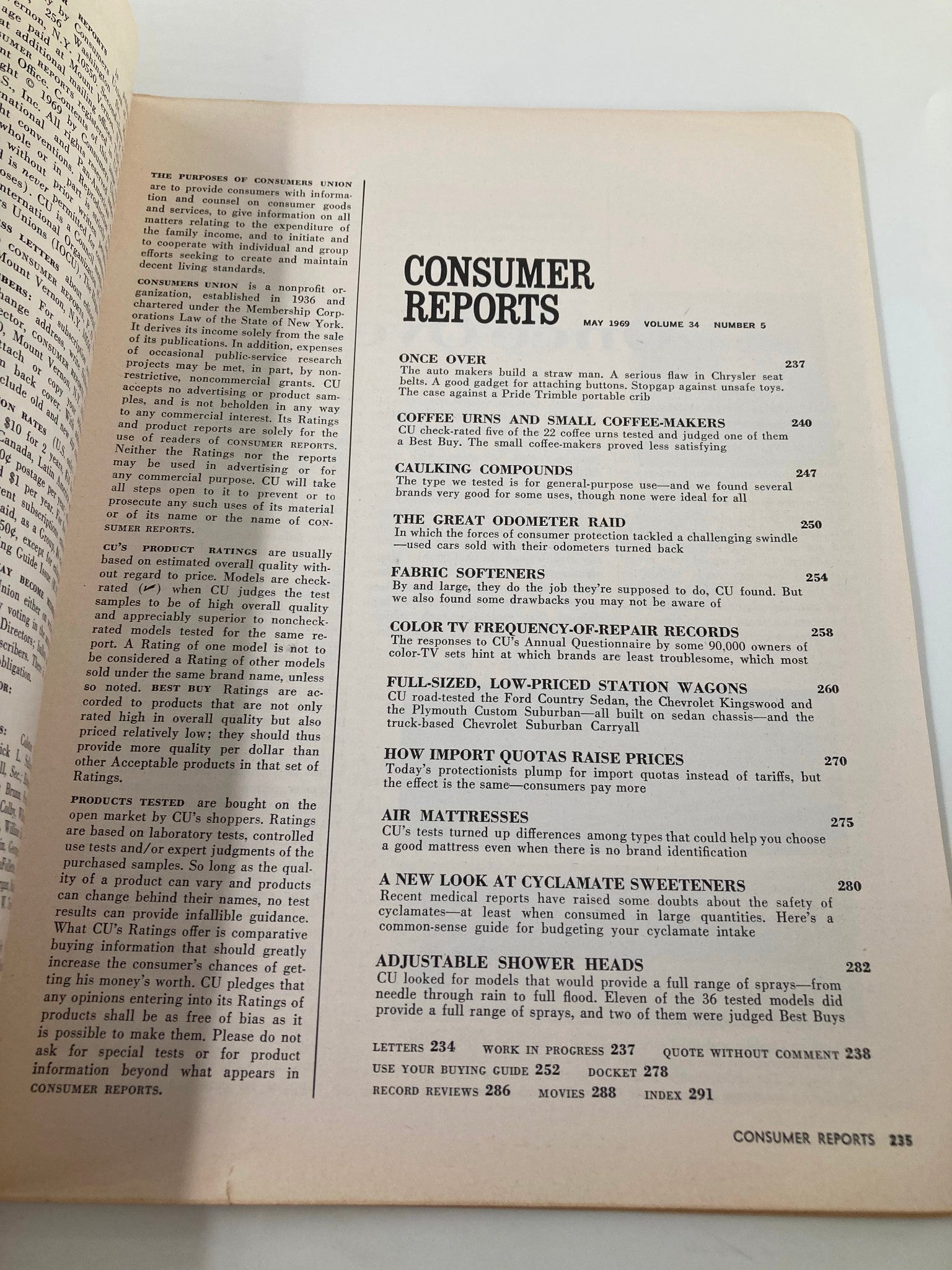 VTG Consumer Reports Magazine May 1969 Coffee Urns and Small Coffee-Makers