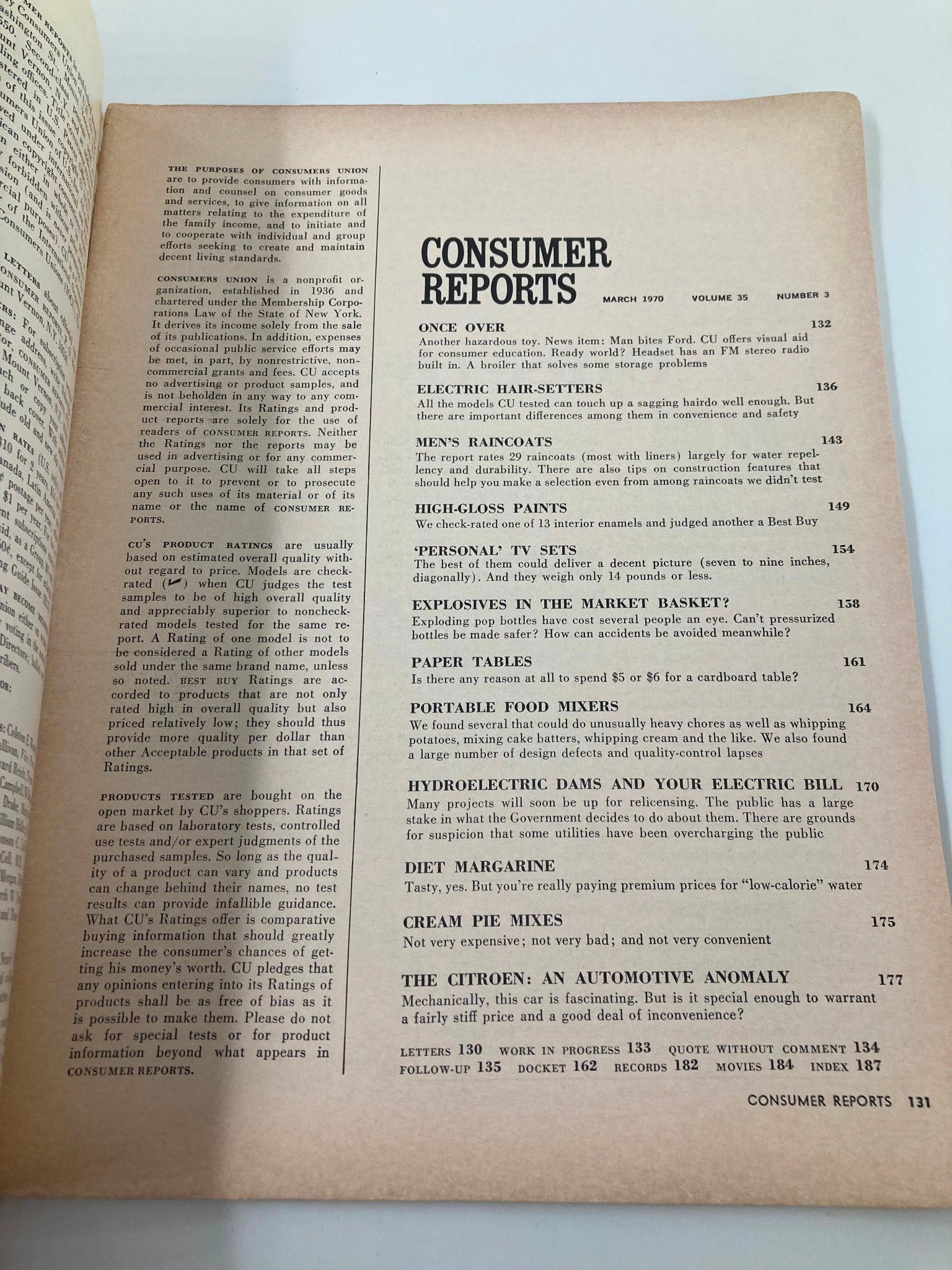 VTG Consumer Reports Magazine March 1970 Portable Food Mixers Several Failed