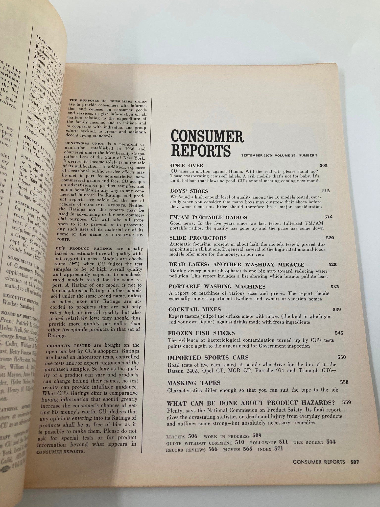 VTG Consumer Reports Magazine September 1970 Datsun, MG & Triumph Sports Cars