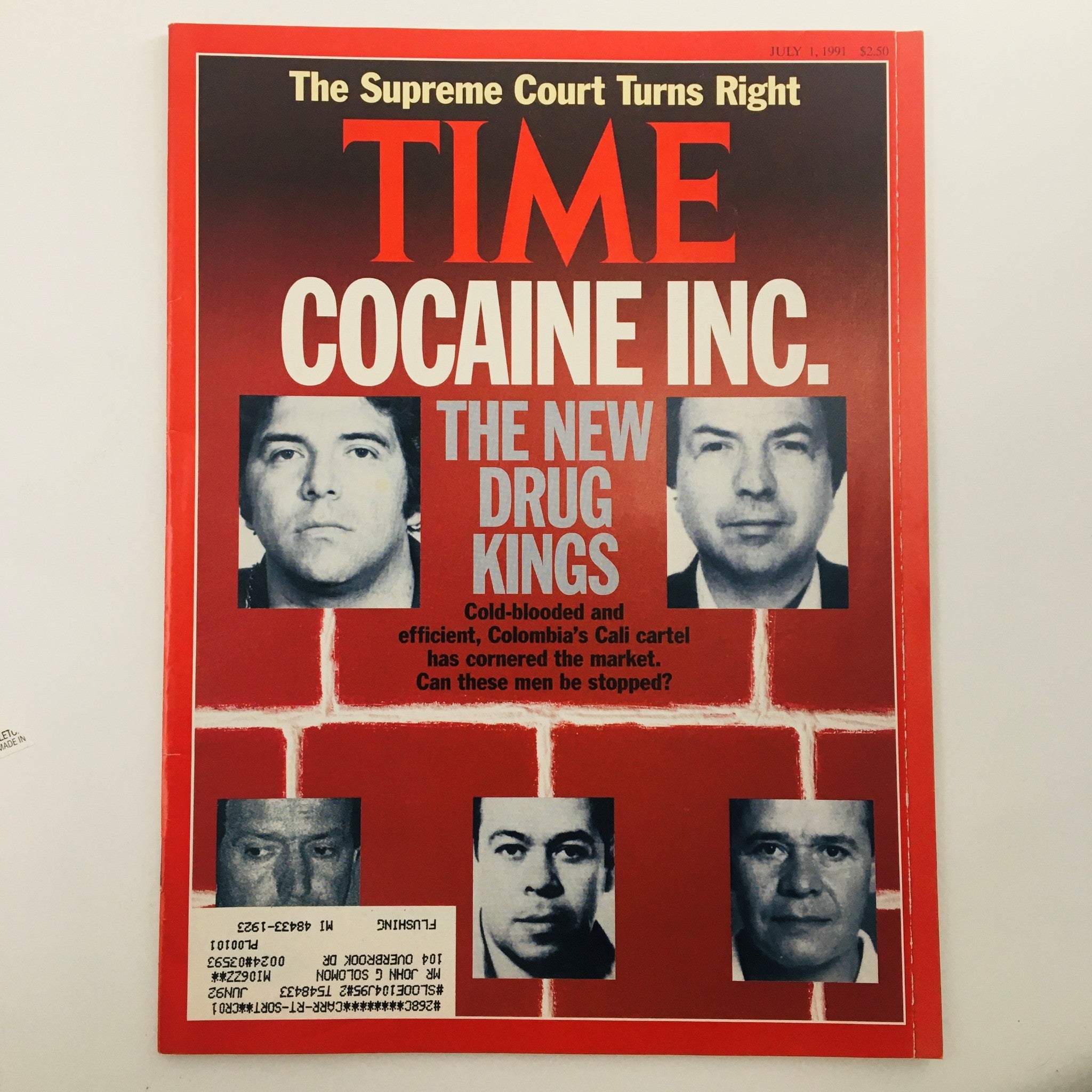 RES* Time Magazine July 1 1991 The New Drug Kings Colombia Cali Cartel VG