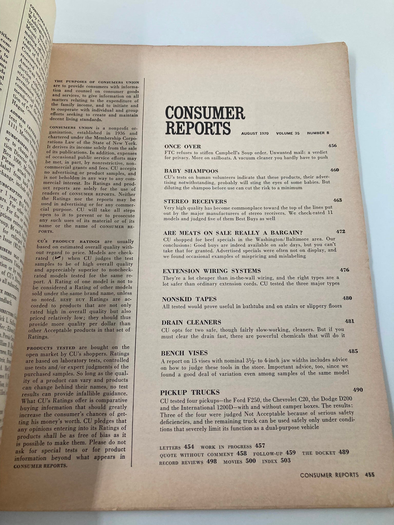 VTG Consumer Reports Magazine August 1970 Bench Vises and Nonskid Tapes