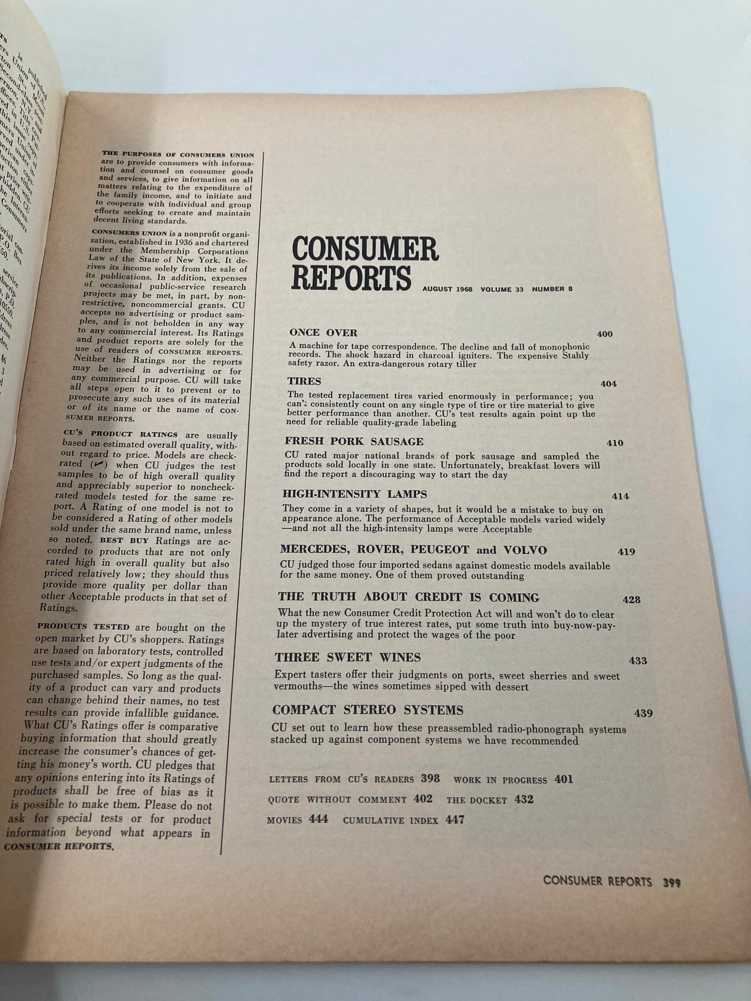 VTG Consumer Reports Magazine August 1968 Ports, Sherries and Vermouths