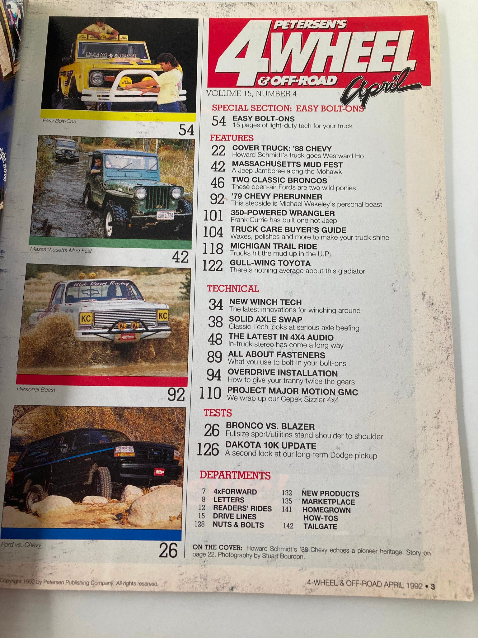 Petersen's 4 Wheel & Off-Road Magazine April 1992 Easy Bolt-Ons Lights & Grilles