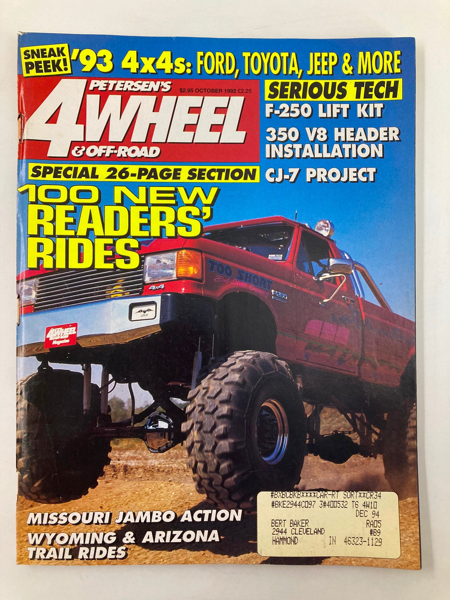 Petersen's 4 Wheel & Off-Road Magazine October 1992 Wyoming & Arizona Trail Ride