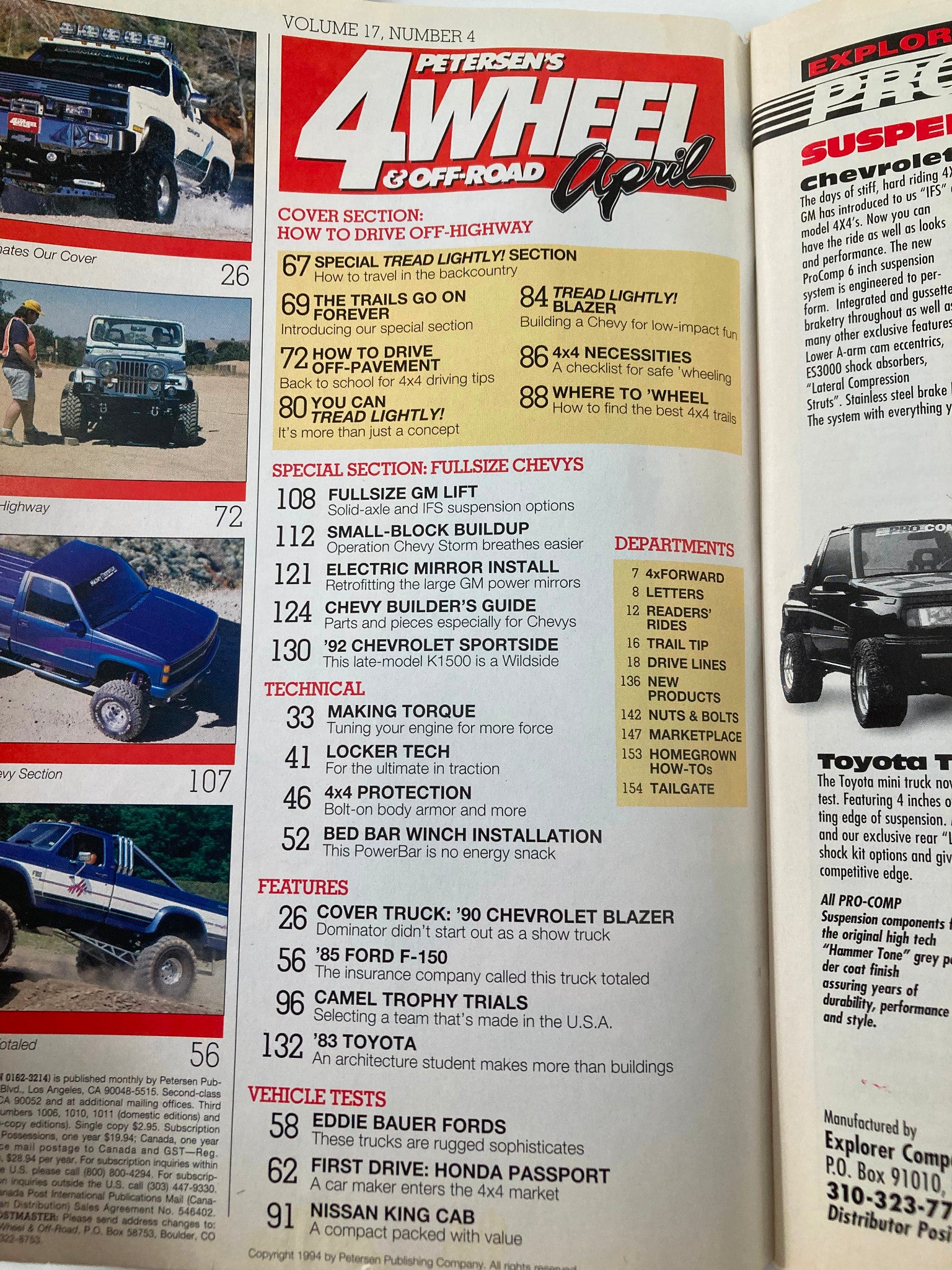 Petersen's 4 Wheel & Off-Road Magazine April 1994 How To Drive Off-Highway