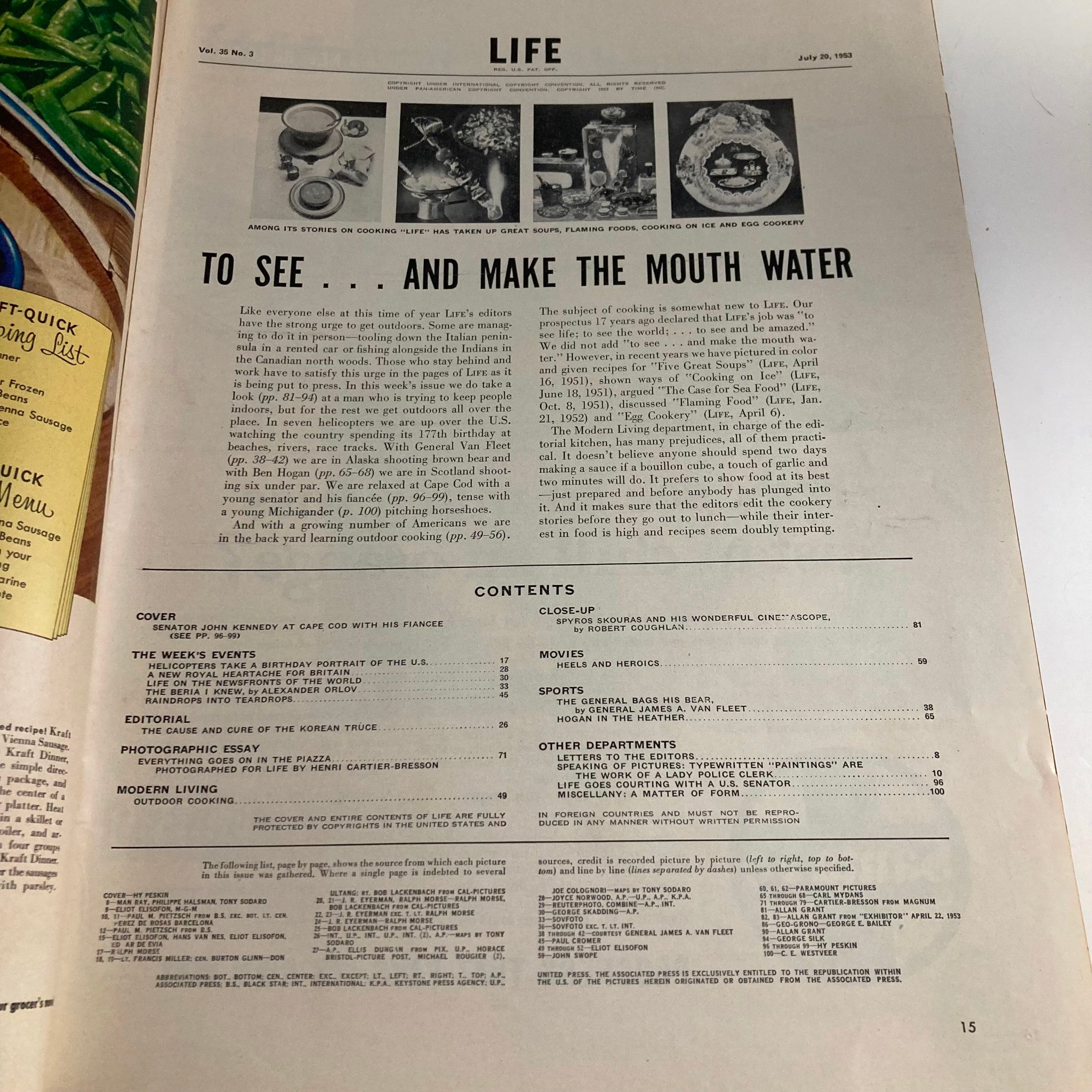 RES* VTG Life Magazine July 20 1953 Vol 35 No. 3 John F. Kennedy & Jackie Lee