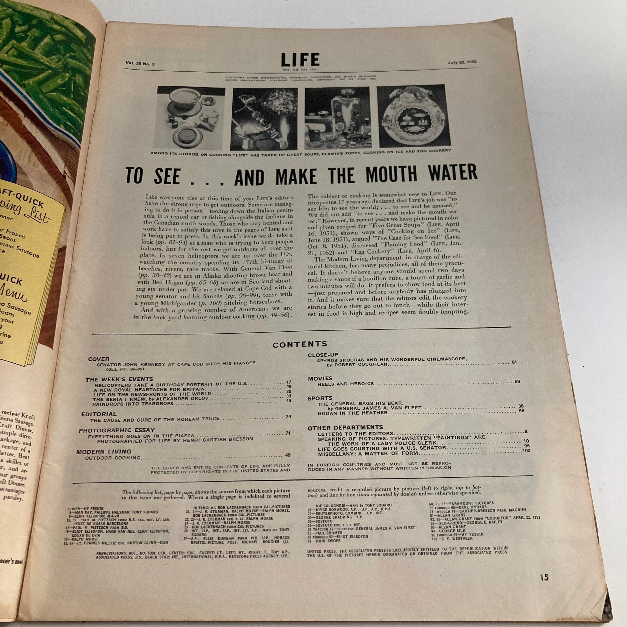 RES*Life Magazine July 20 1953 Vol 35 No. 3 John F. Kennedy & Jackie GD Interior