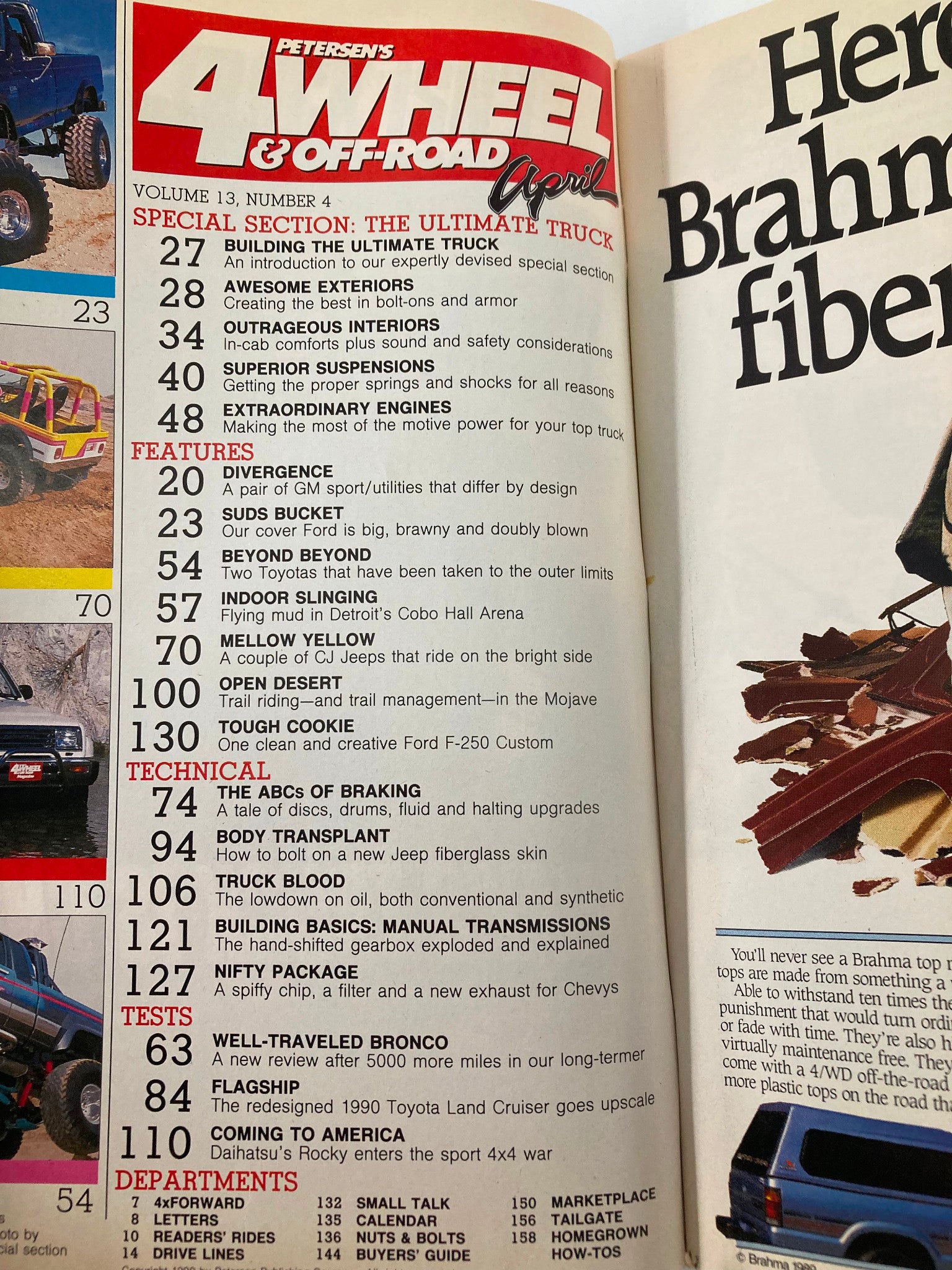 Petersen's 4 Wheel & Off-Road Magazine April 1990 Ford Big, Brawny & Blown