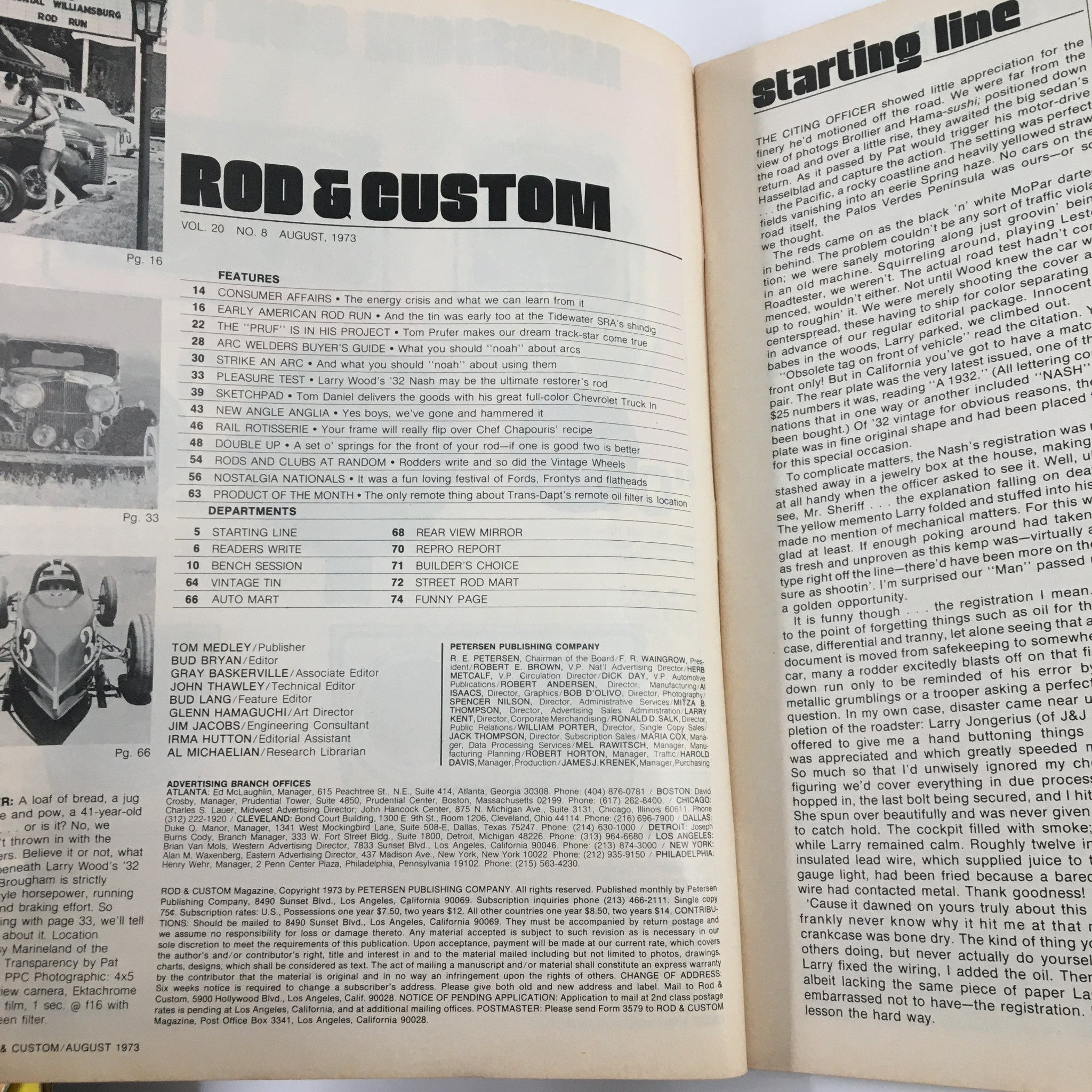 VTG Rod & Custom Magazine August 1973 Larry Wood's '32 Nash Brougham No Label