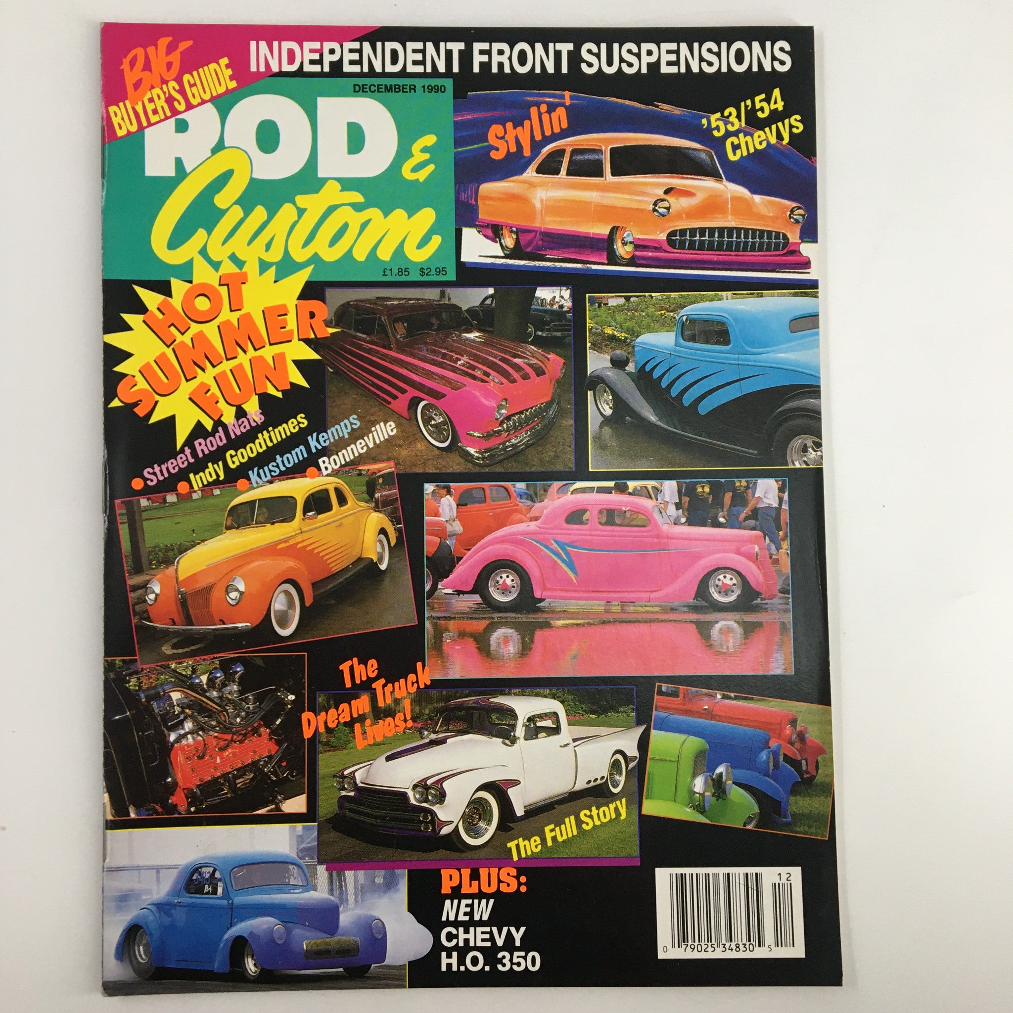 Rod & Custom Magazine December 1990 Patchwork of Bright Colors & Cars No Label