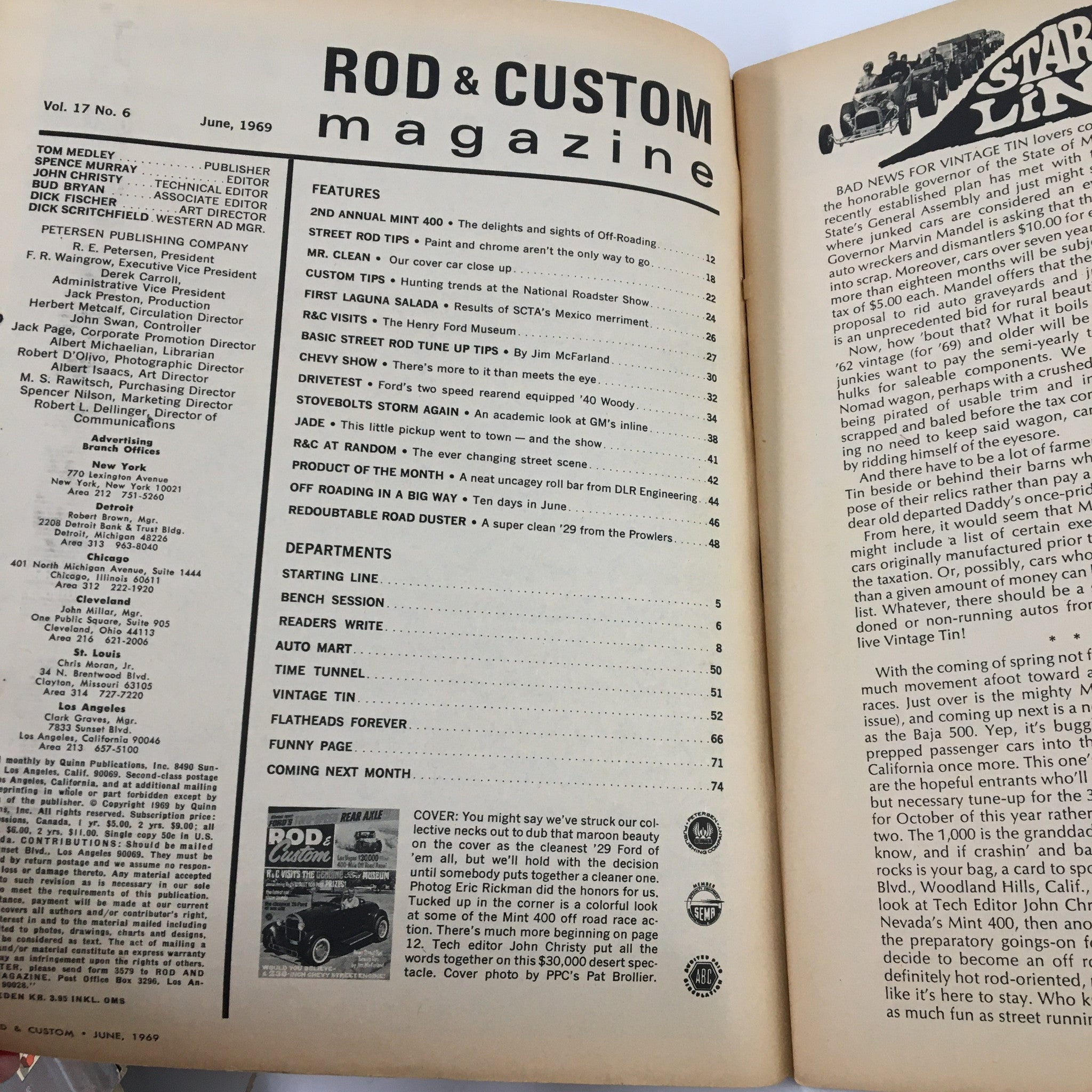 VTG Rod & Custom Magazine June 1969 The Cleanest '29 Ford No Label