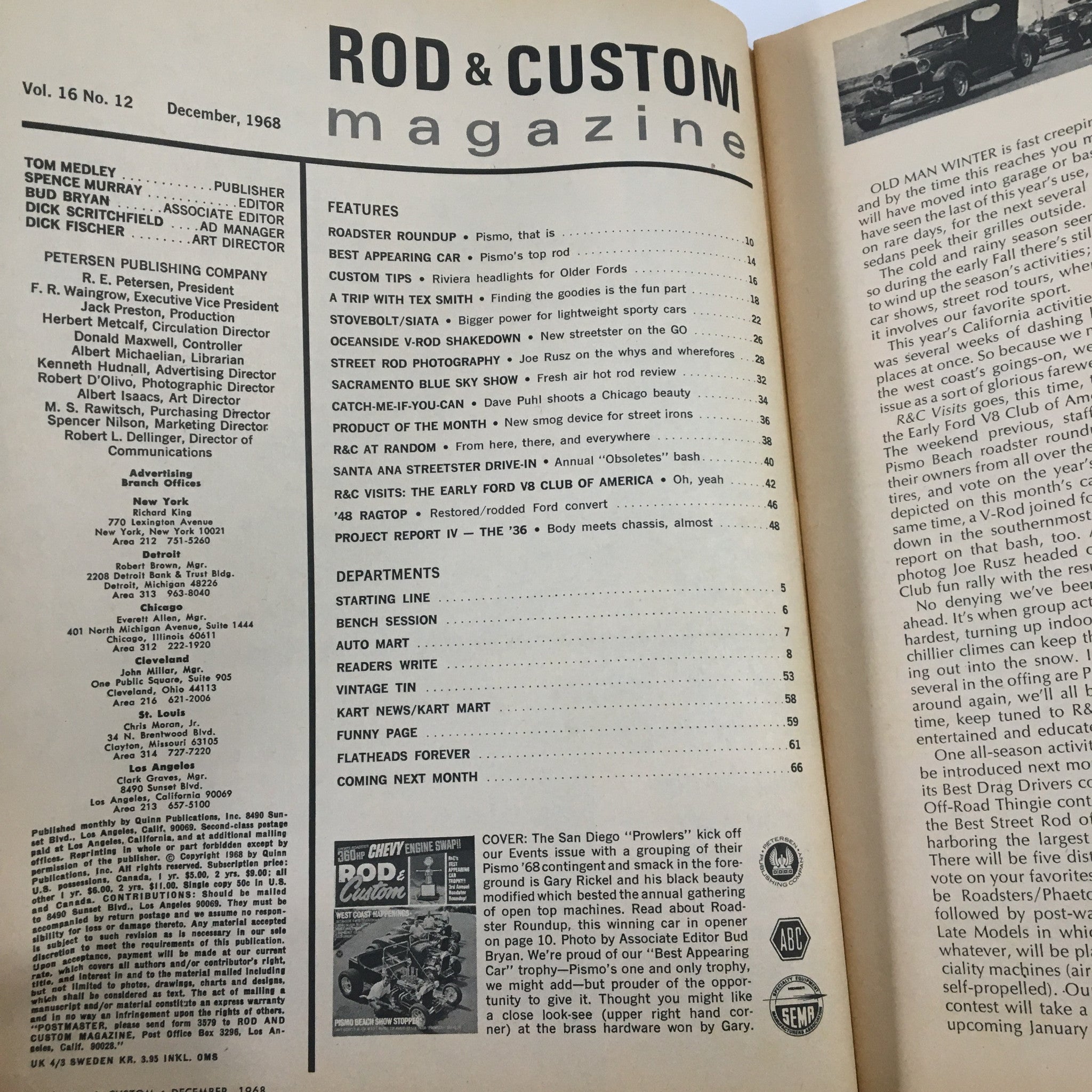 VTG Rod & Custom Magazine December 1968 Pismo Beach Show Stopper No Label