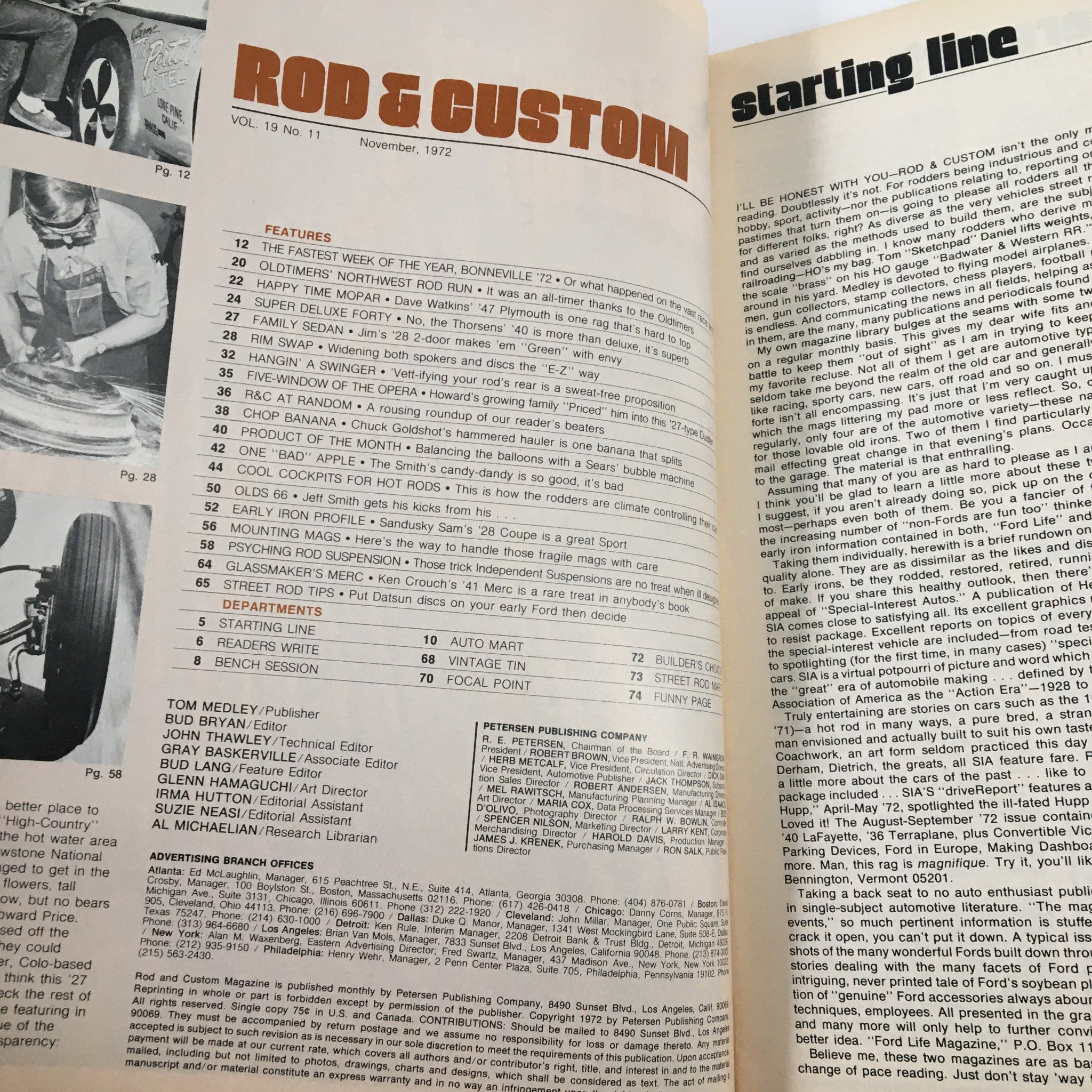 VTG Rod & Custom Magazine November 1972 Oldtimers' Northwest Rod Run No Label