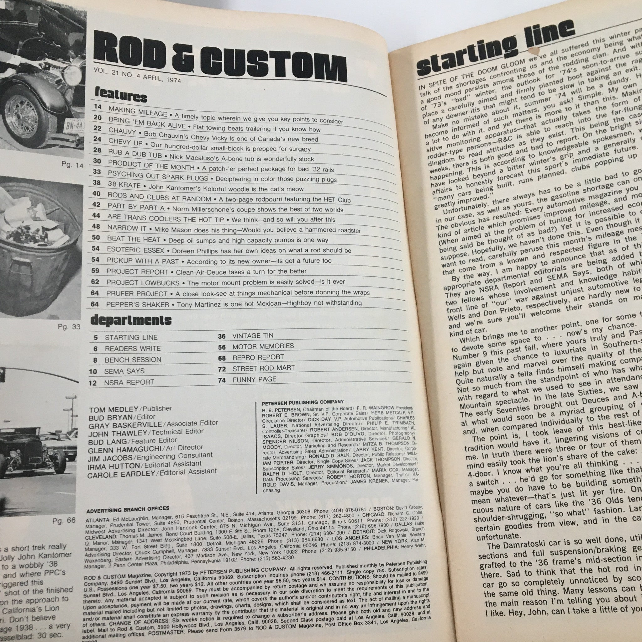 VTG Rod & Custom Magazine April 1974 John Kantomer's '38 Crate No Label