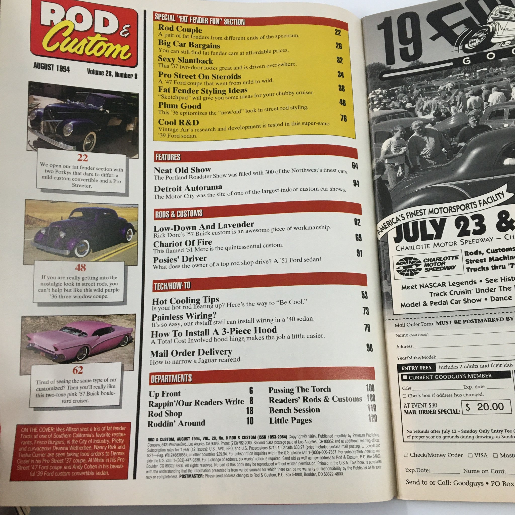 Rod & Custom Magazine August 1994 Mail Order Narrowing A Jag Rearend No Label