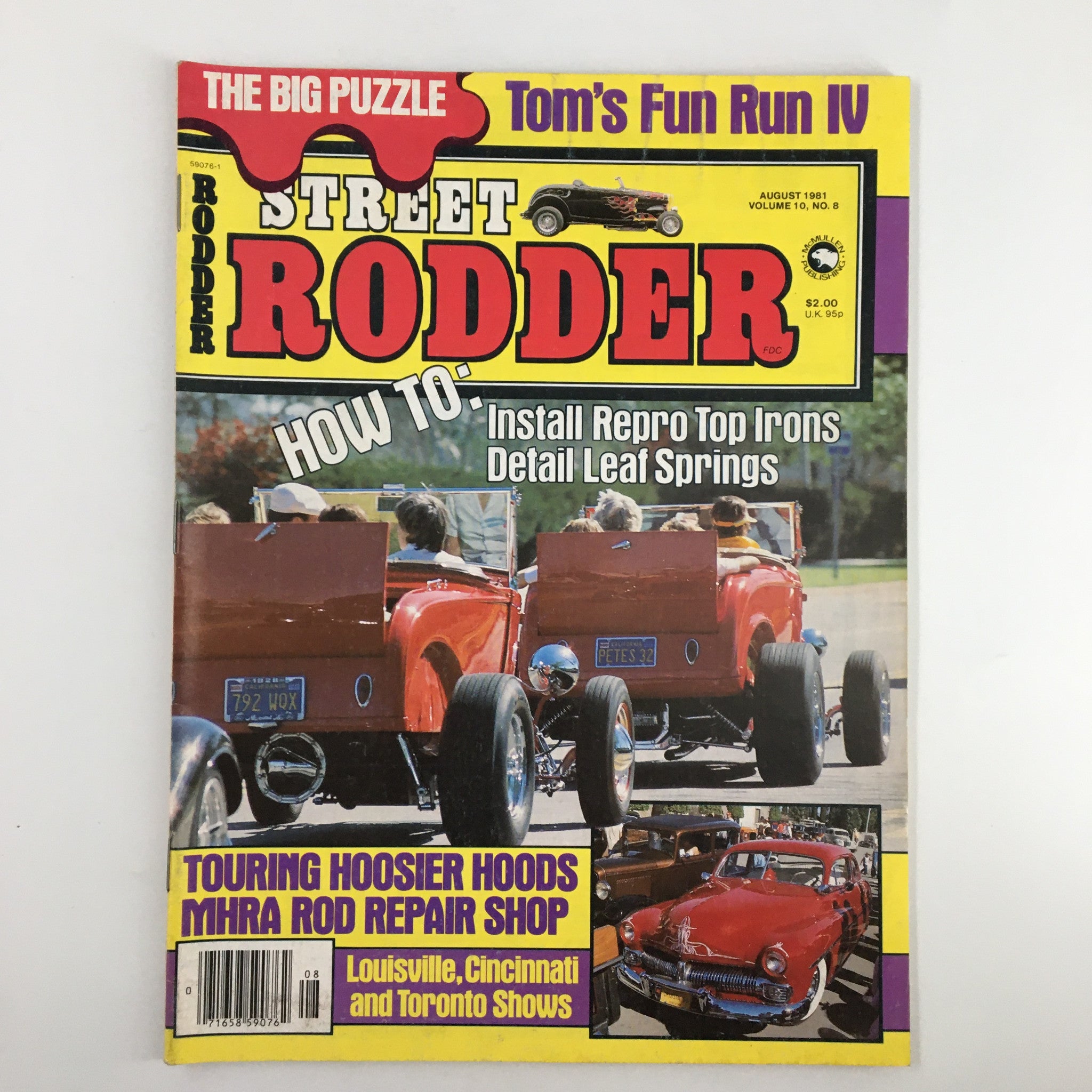 VTG Street Rodder Magazine August 1981 Touring Hoosier Hoods Shops No Label