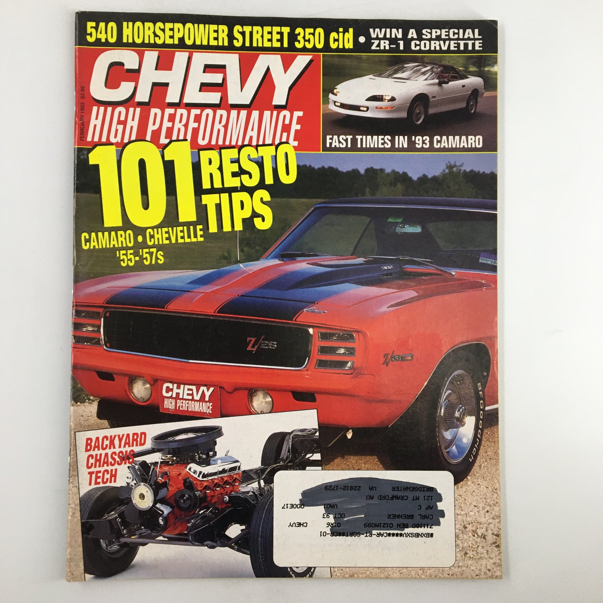 Chevy High Performance Magazine February 1993 Mike Hood's Restored Z/28