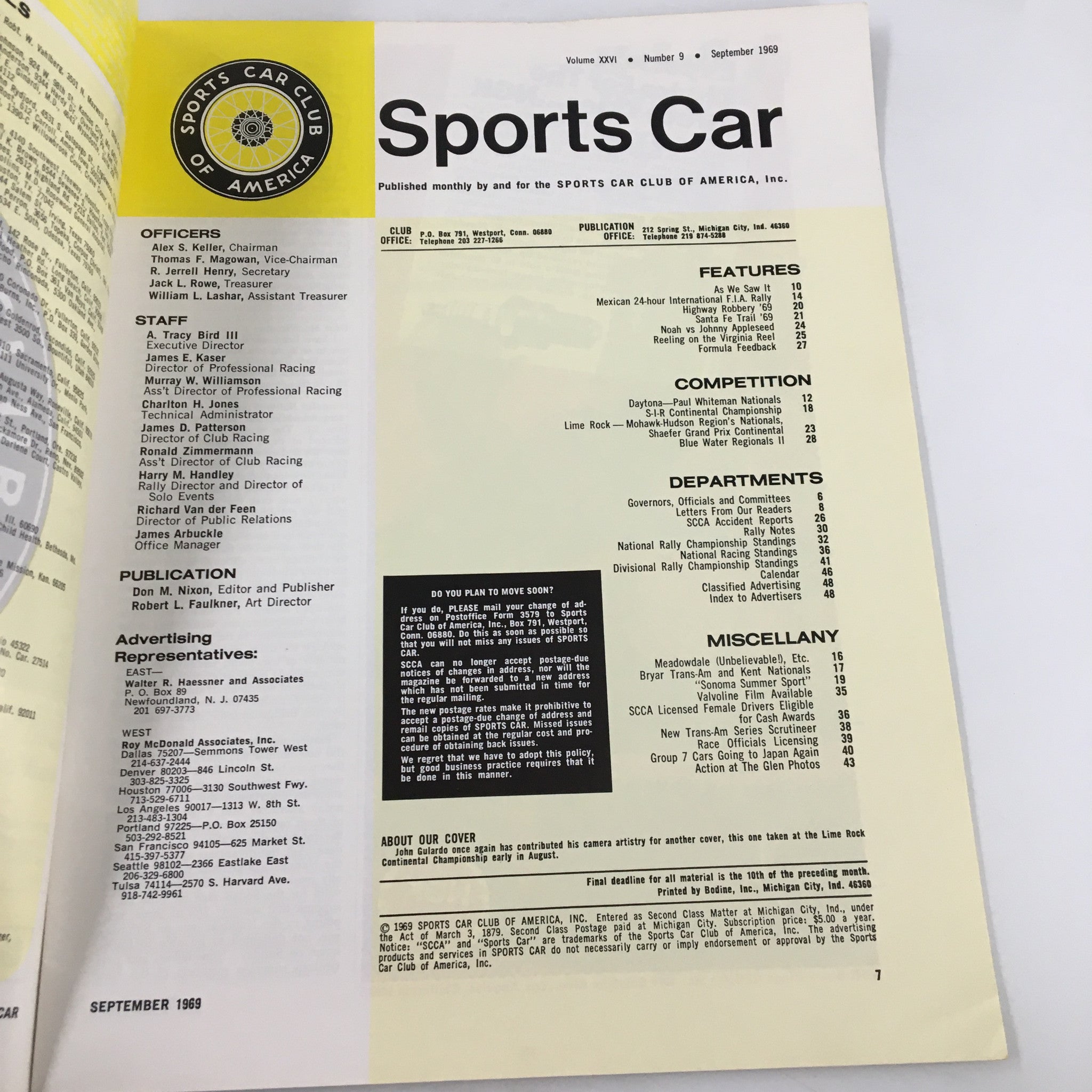 VTG Sports Car Magazine September 1969 The Lime Rock Continental Championship