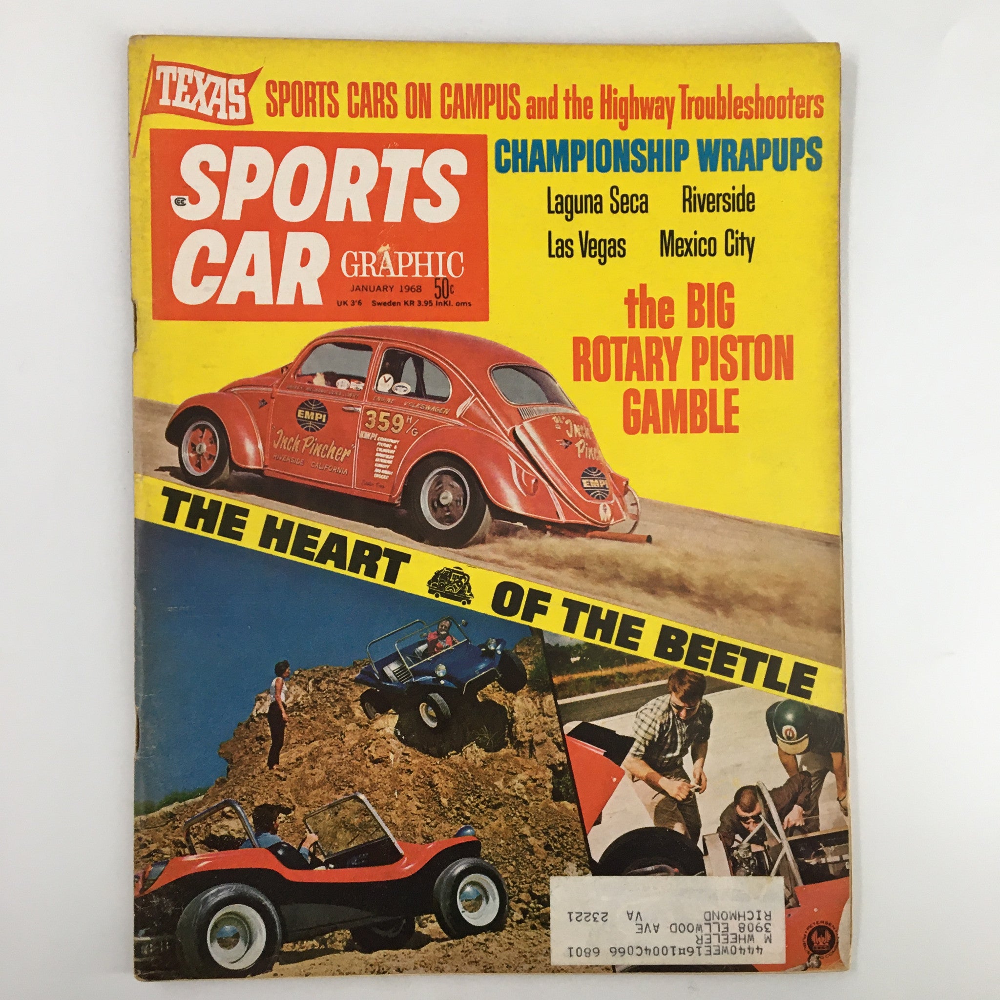 VTG Sports Car Magazine January 1968 The Big Rotary Piston Gamble