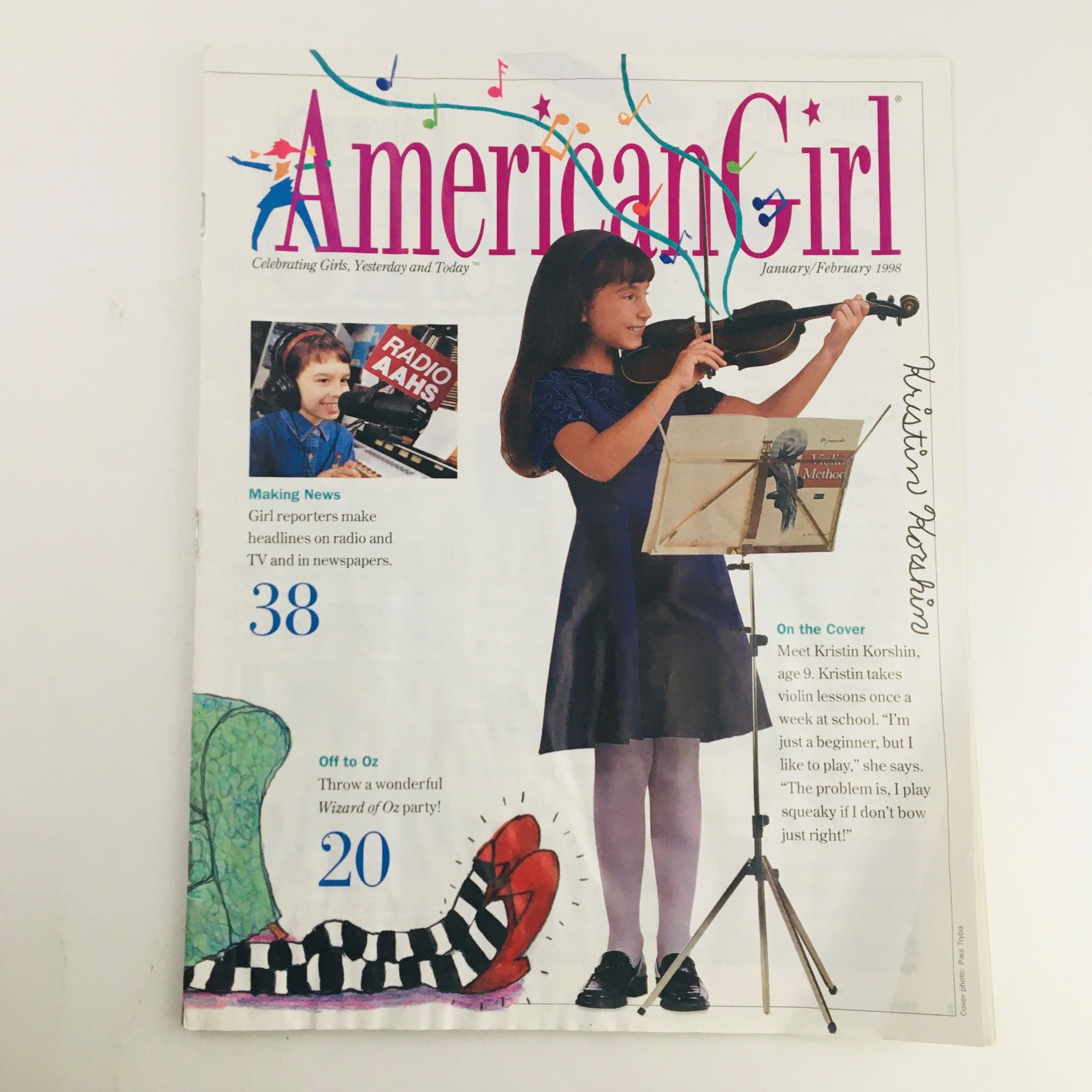 American Girl Magazine January-February 1998 Violinist Kristin Korshin, No Label