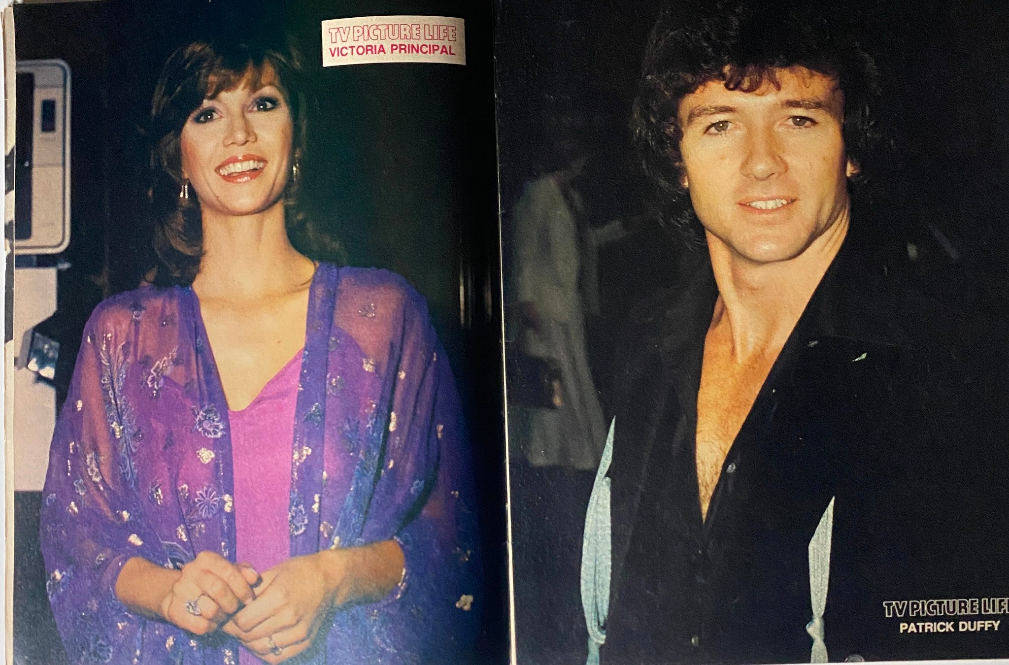 TV Picture Life Magazine June 1980 spread with images of Victoria Principal and Patrick Duffy, highlighting iconic stars from the era.
