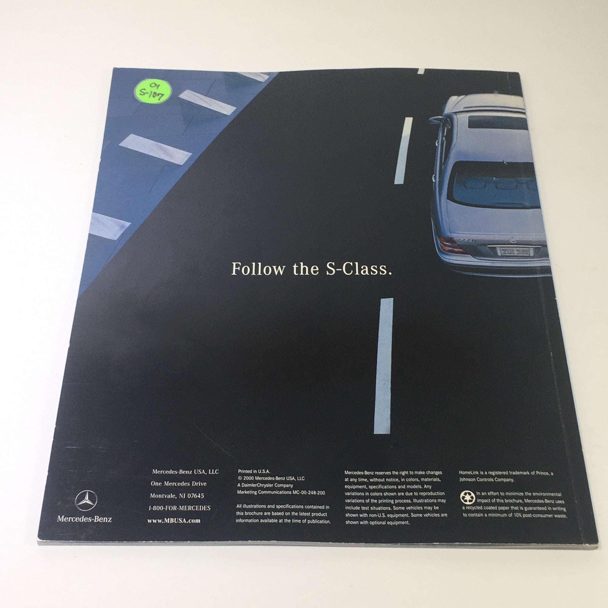 2001 Mercedes-Benz S-Class Dealership Car Auto Brochure Catalog