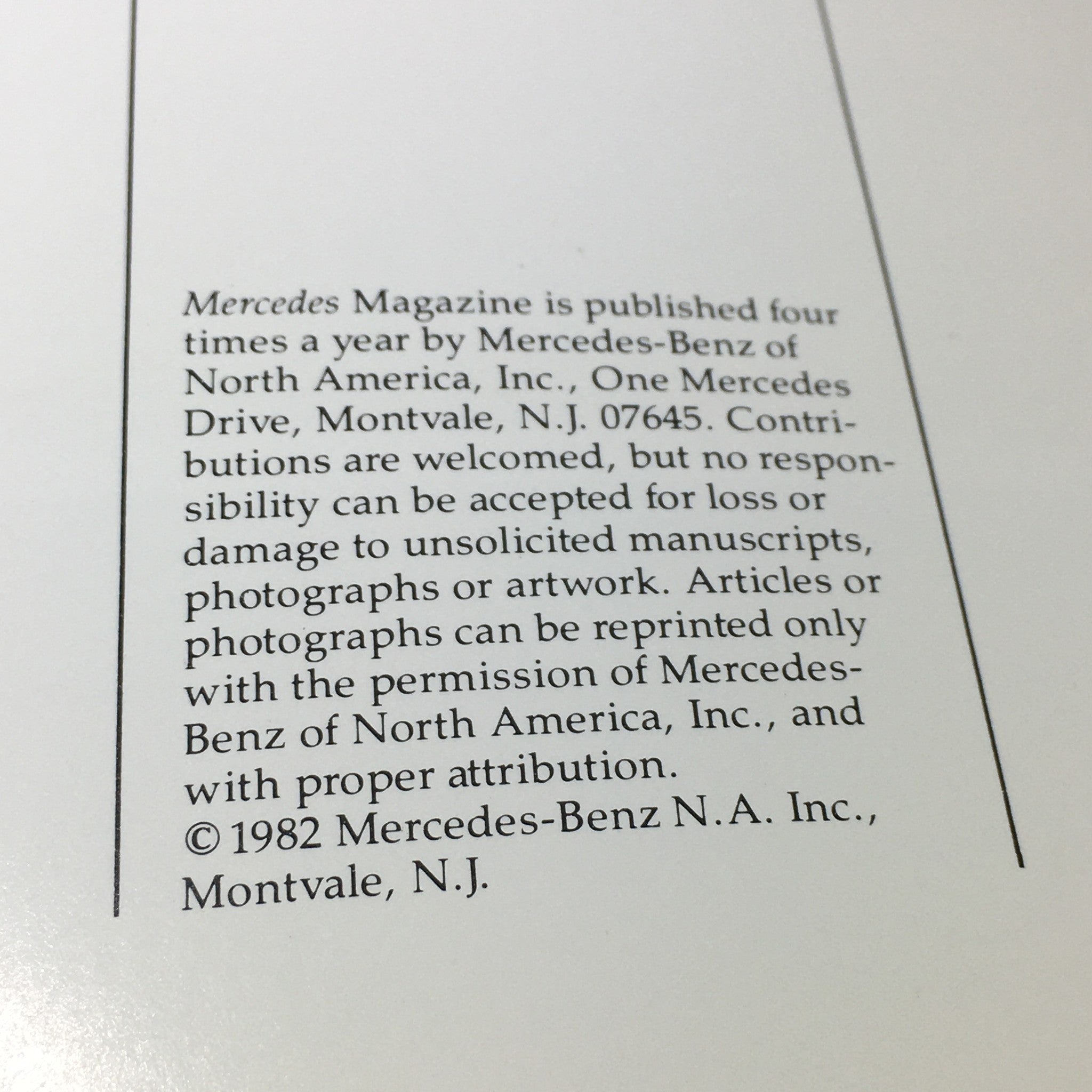 1982 Mercedes-Benz Volume VII Dealership Car Auto Brochure Catalog