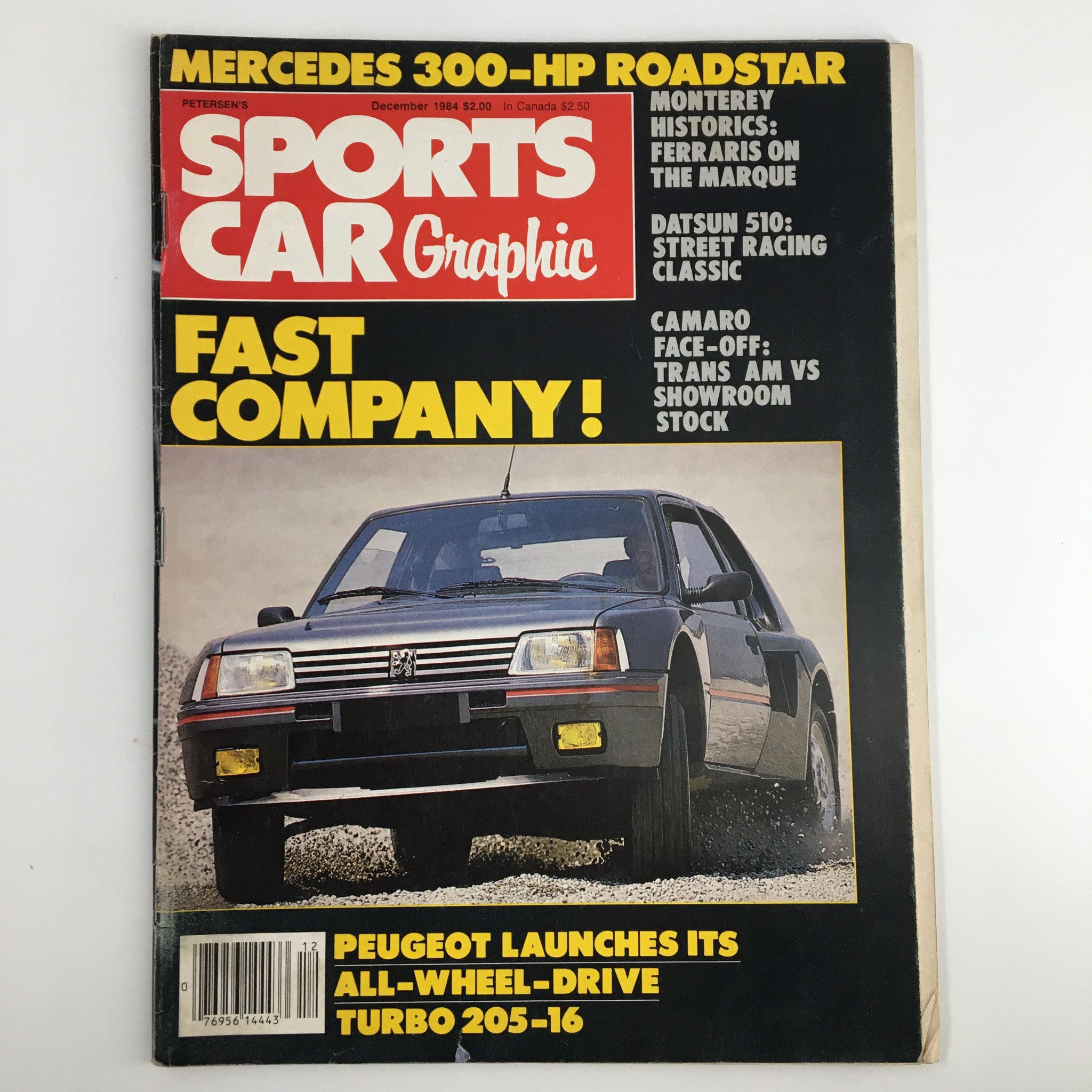 VTG Sports Car Graphic Magazine December 1984 Peugeot Turbo 250-16 No Label