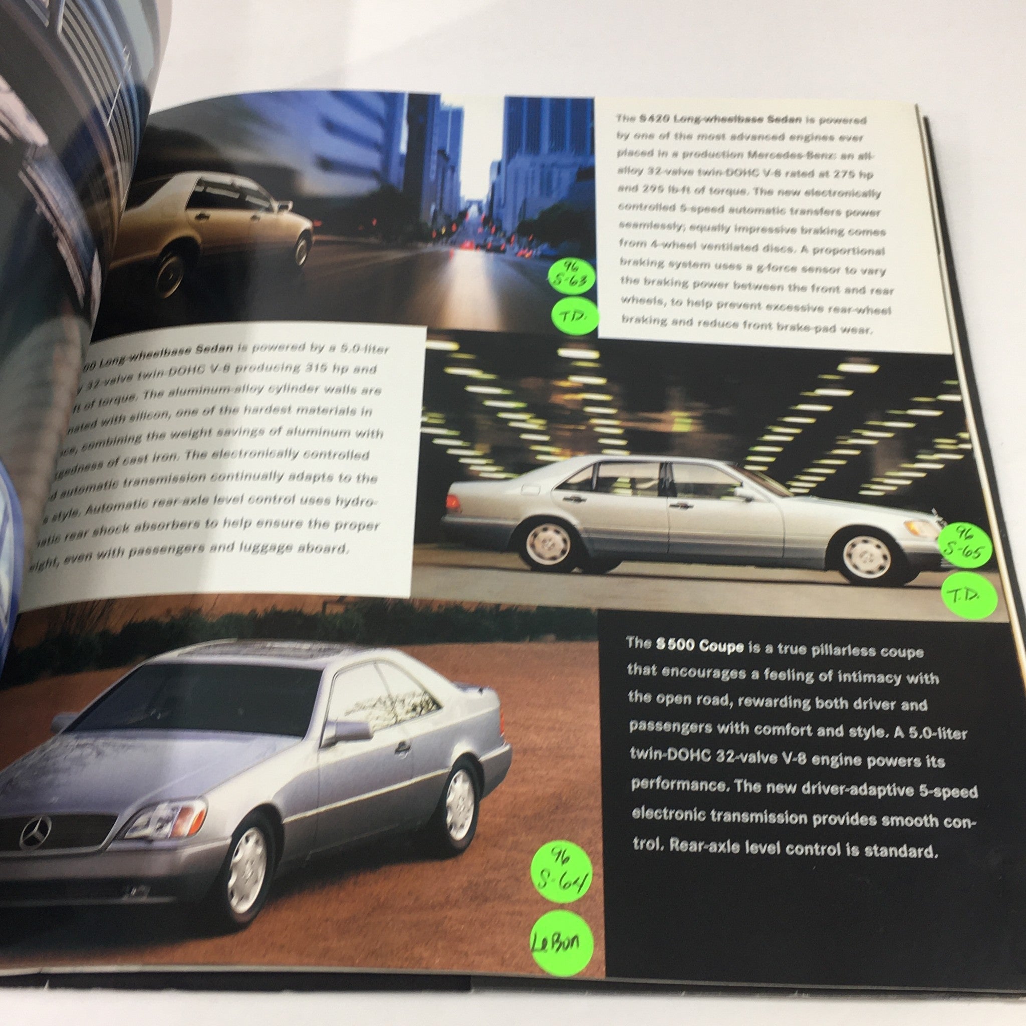 1996 Mercedes-Benz S Class Coupe Dealership Car Auto Brochure Catalog