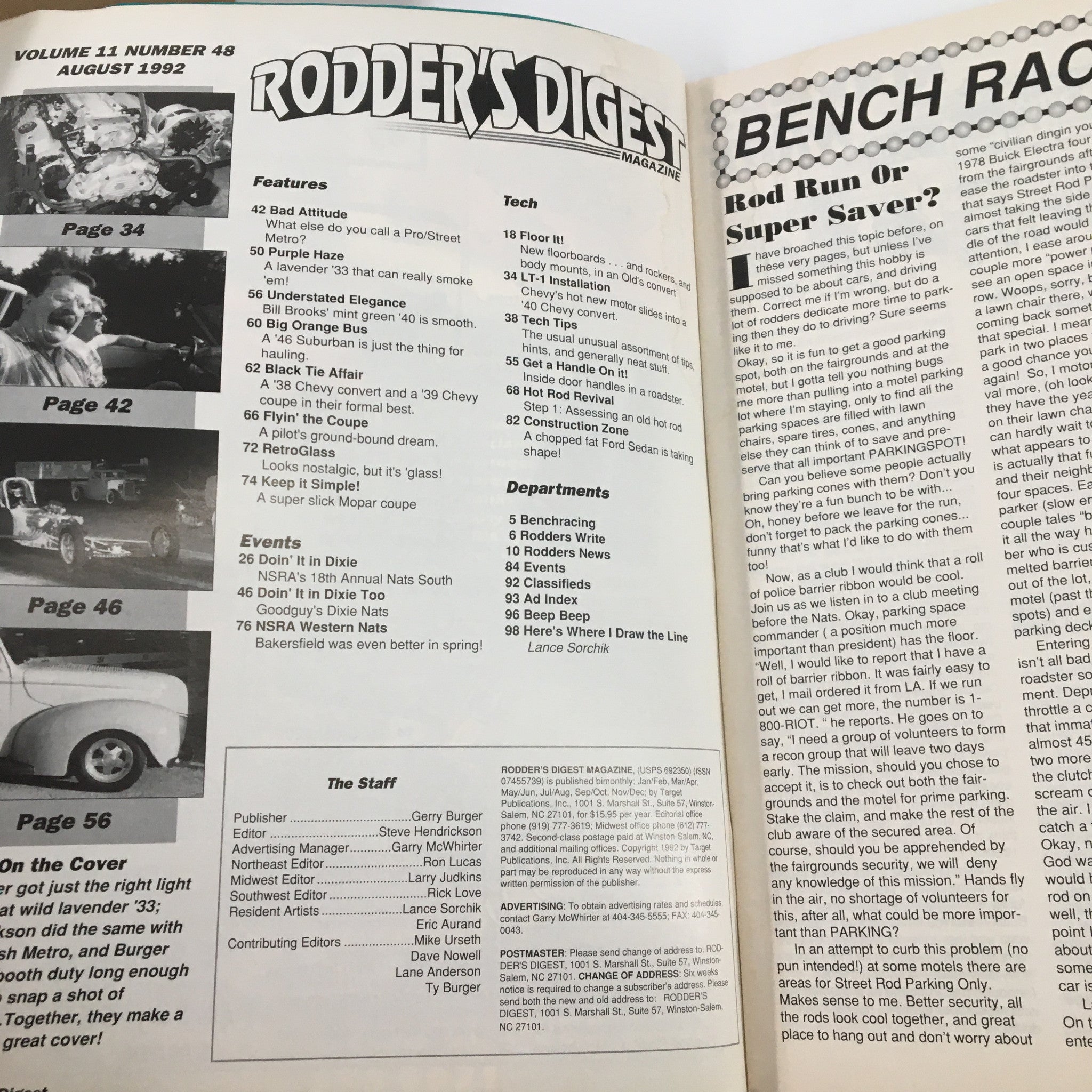 Rodder's Digest Magazine August 1992 Fat-Fendered Construction Zone No Label