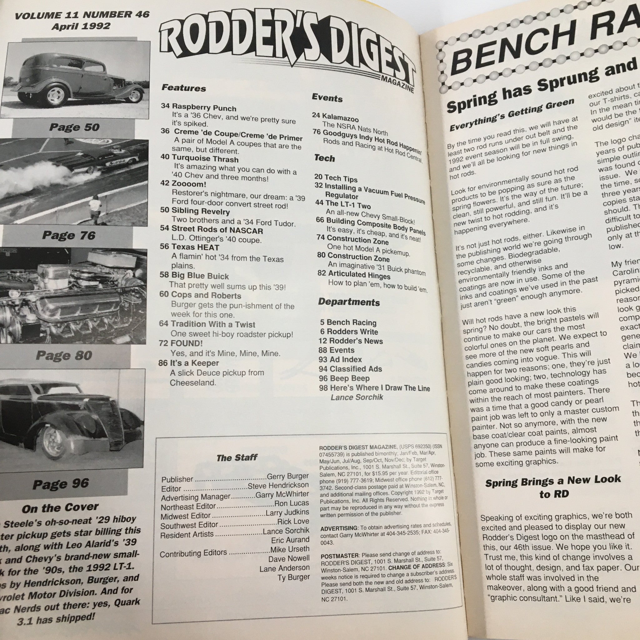 Rodder's Digest Magazine April 1992 Steele's Oh-So-Neat '28 Hiboy No Label