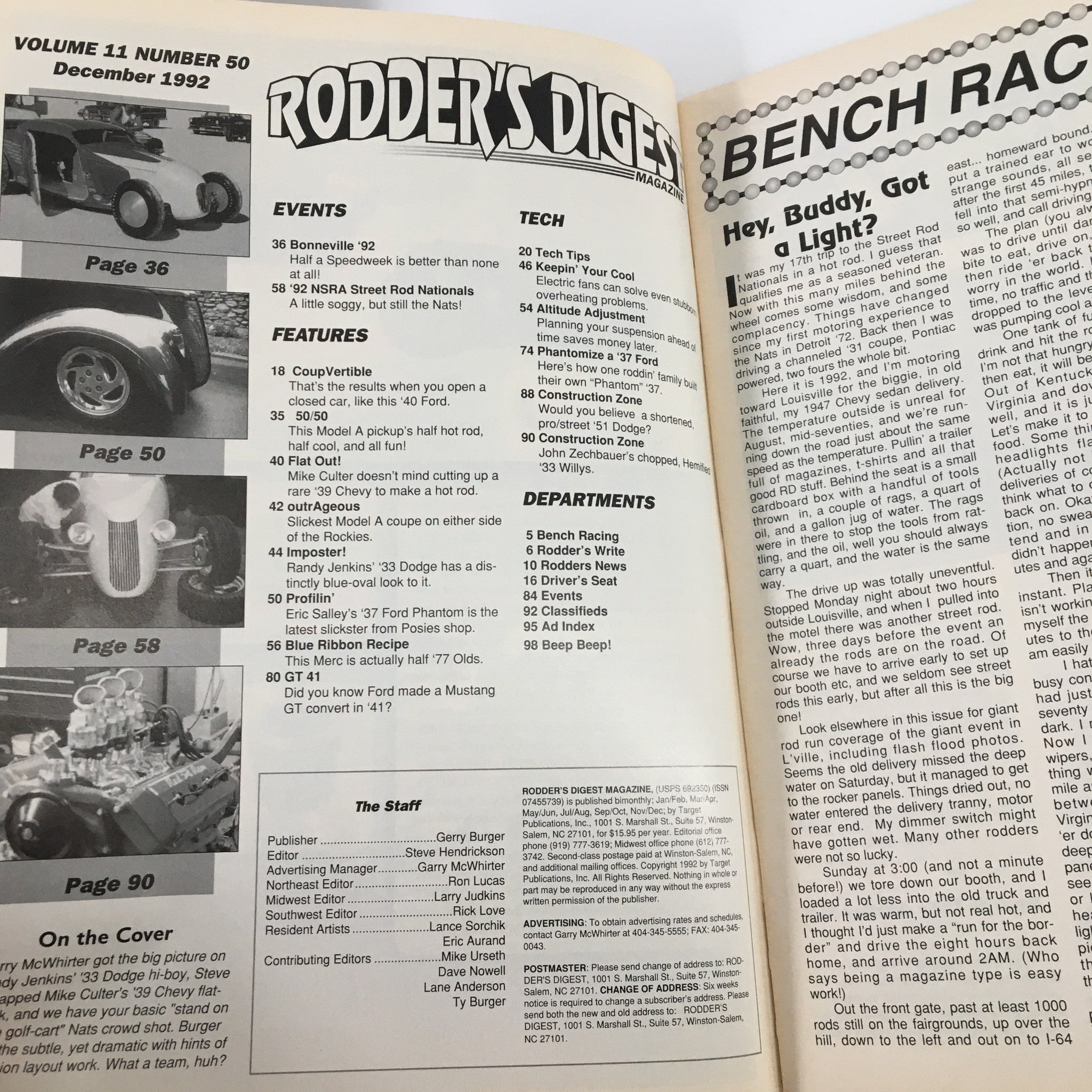 Rodder's Digest Magazine December 1992 Randy Jenkins' '33 Dodge No Label