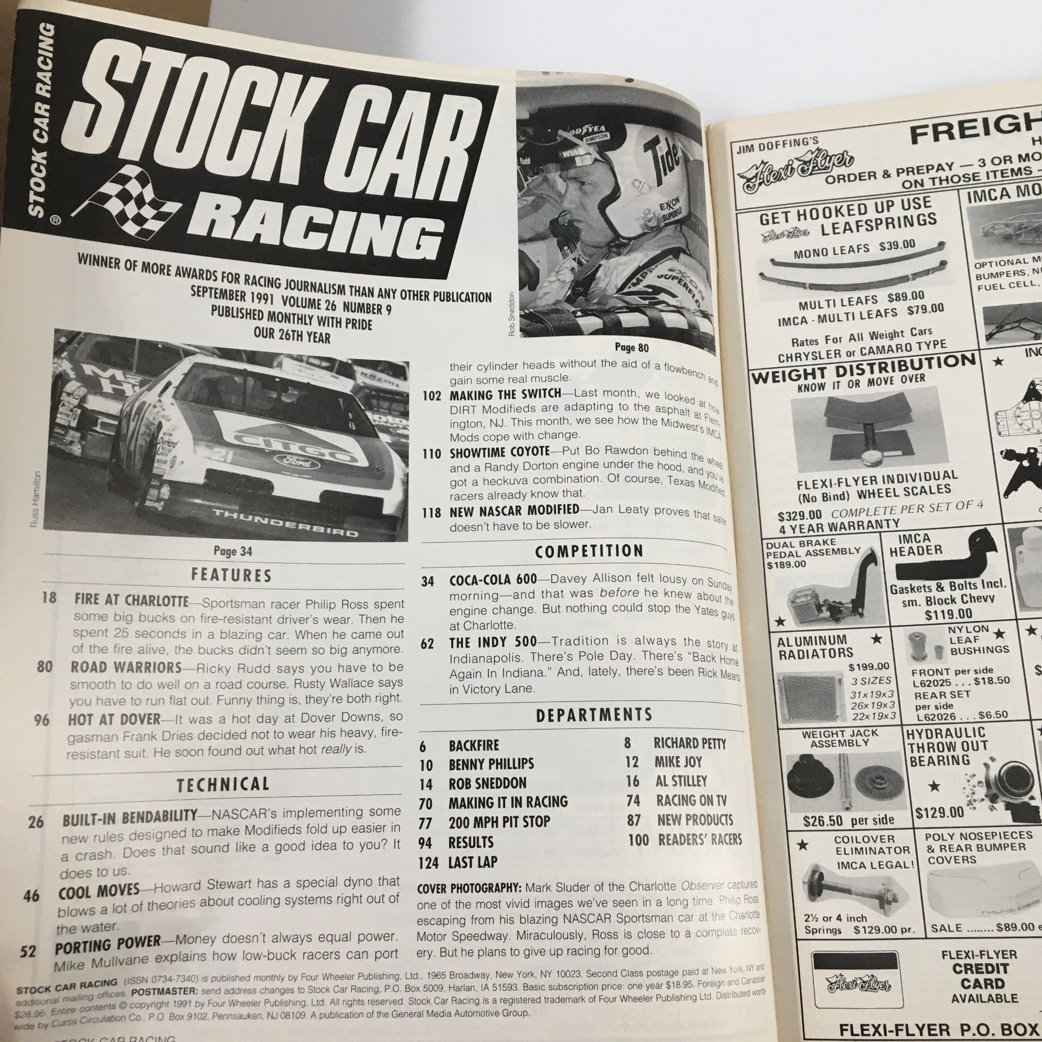 Stock Car Racing Magazine September 1991 Mark Sluder of the Charlotte Observer