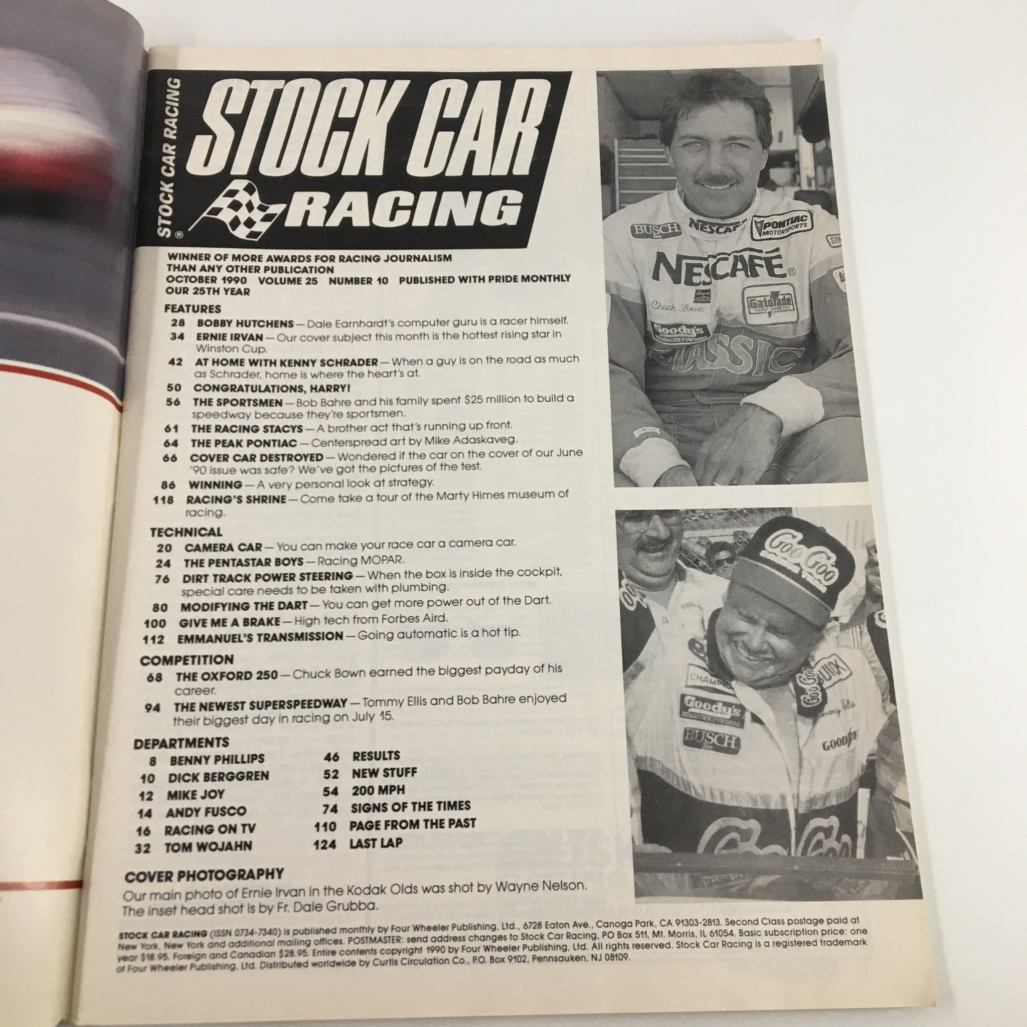 Stock Car Racing Magazine October 1990 Ernie Ivan in the Kodak Olds