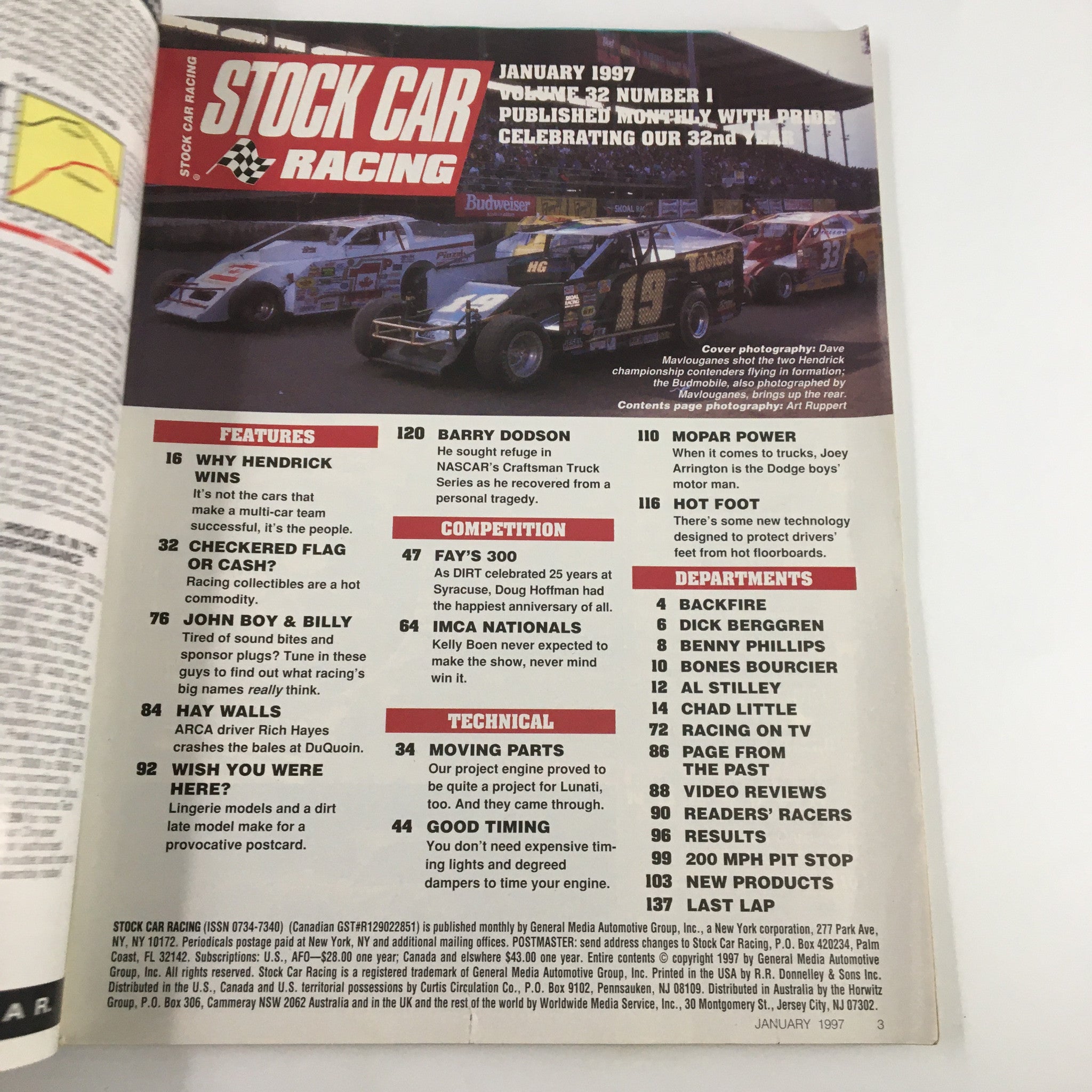 Stock Car Racing Magazine January 1997 Hendrick Championship Contenders