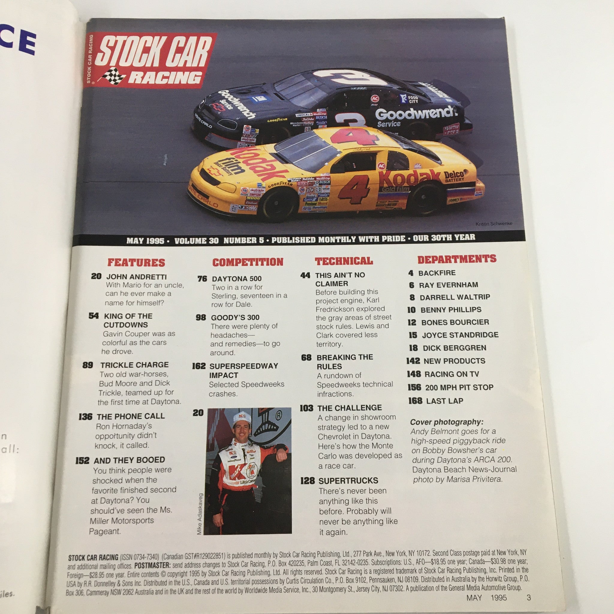 Stock Car Racing Magazine May 1995 Bobby Bowsher's Car at Daytona ARCA 200