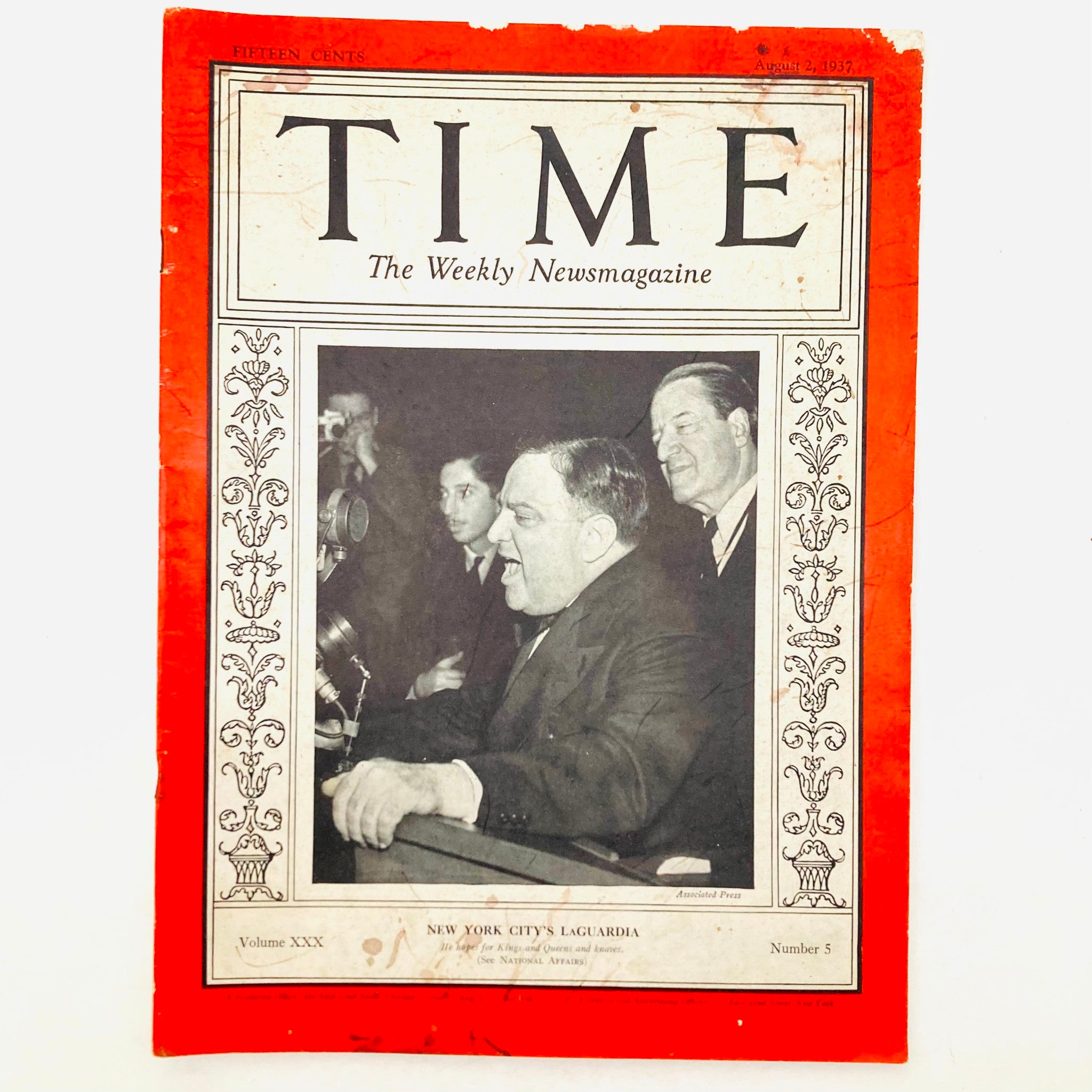 VTG Time Magazine August 2 1937 Vol 30 No. 5 Fiorello LaGuardia GD Interior