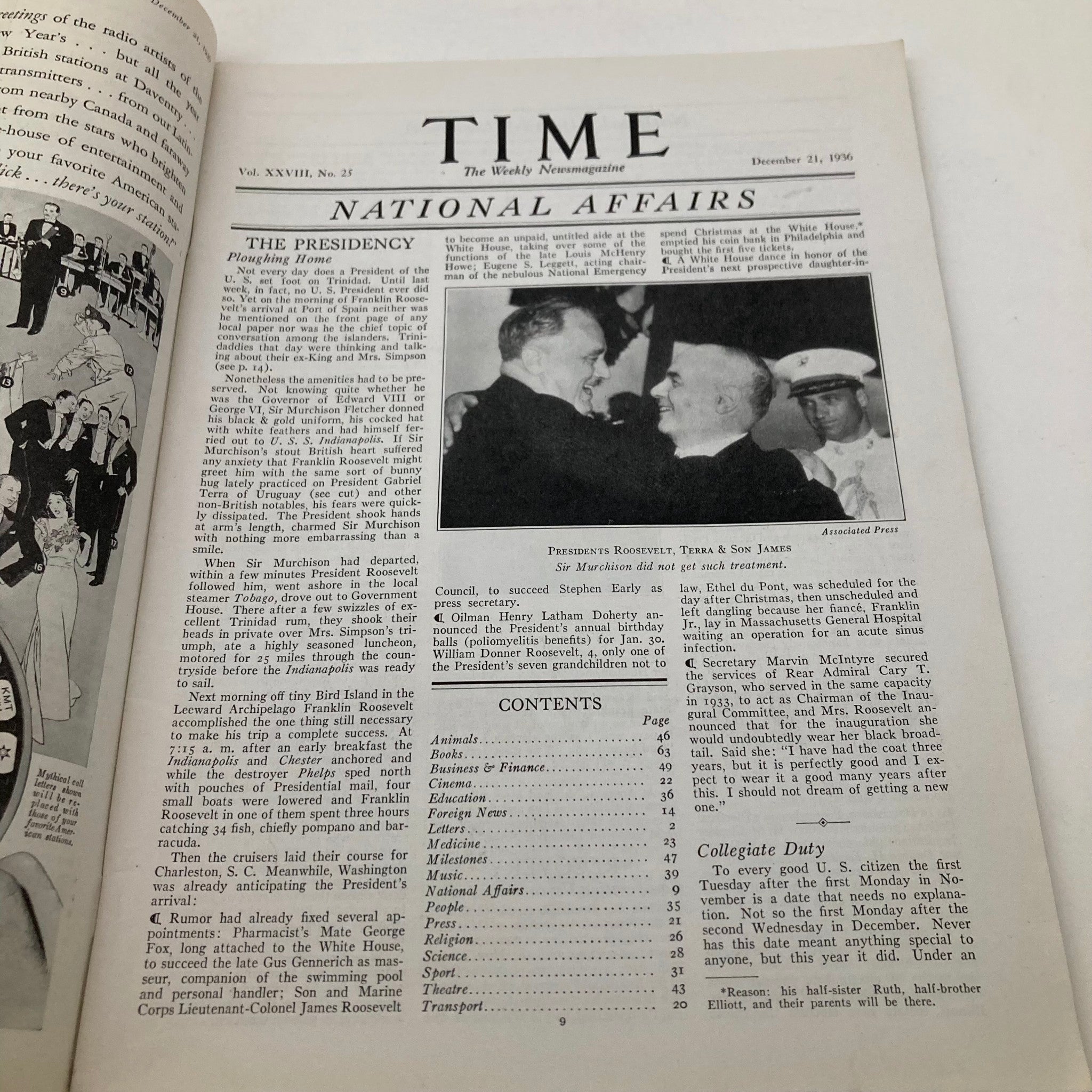 VTG Time Magazine December 21 1936 Vol 28 No. 25 Metropolitan's Edward Johnson