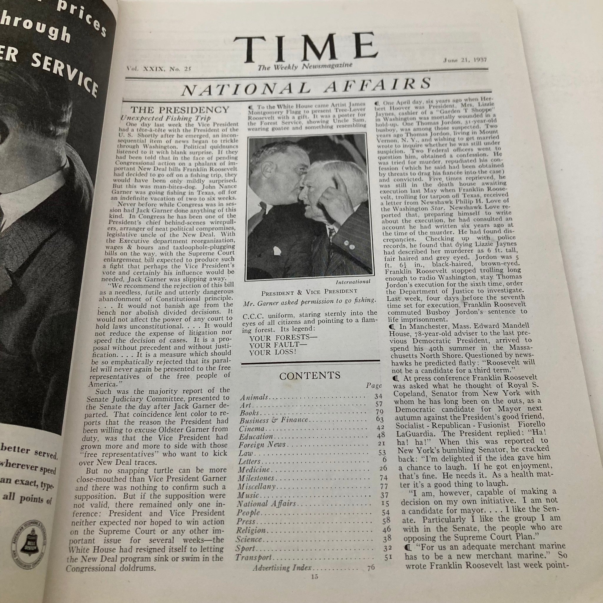 VTG Time Magazine June 21 1937 Vol 29 No. 25 Dr. Morris Fishbein GD Interior