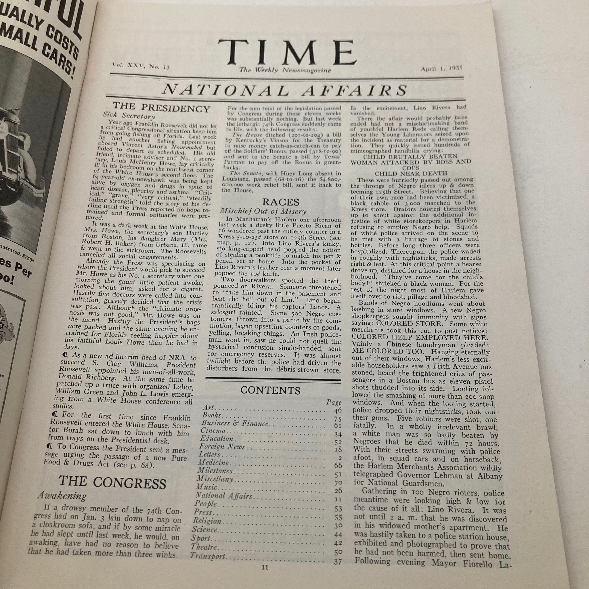 VTG Time Magazine April 1 1935 Vol 25 No. 13 Candidate Huey Long