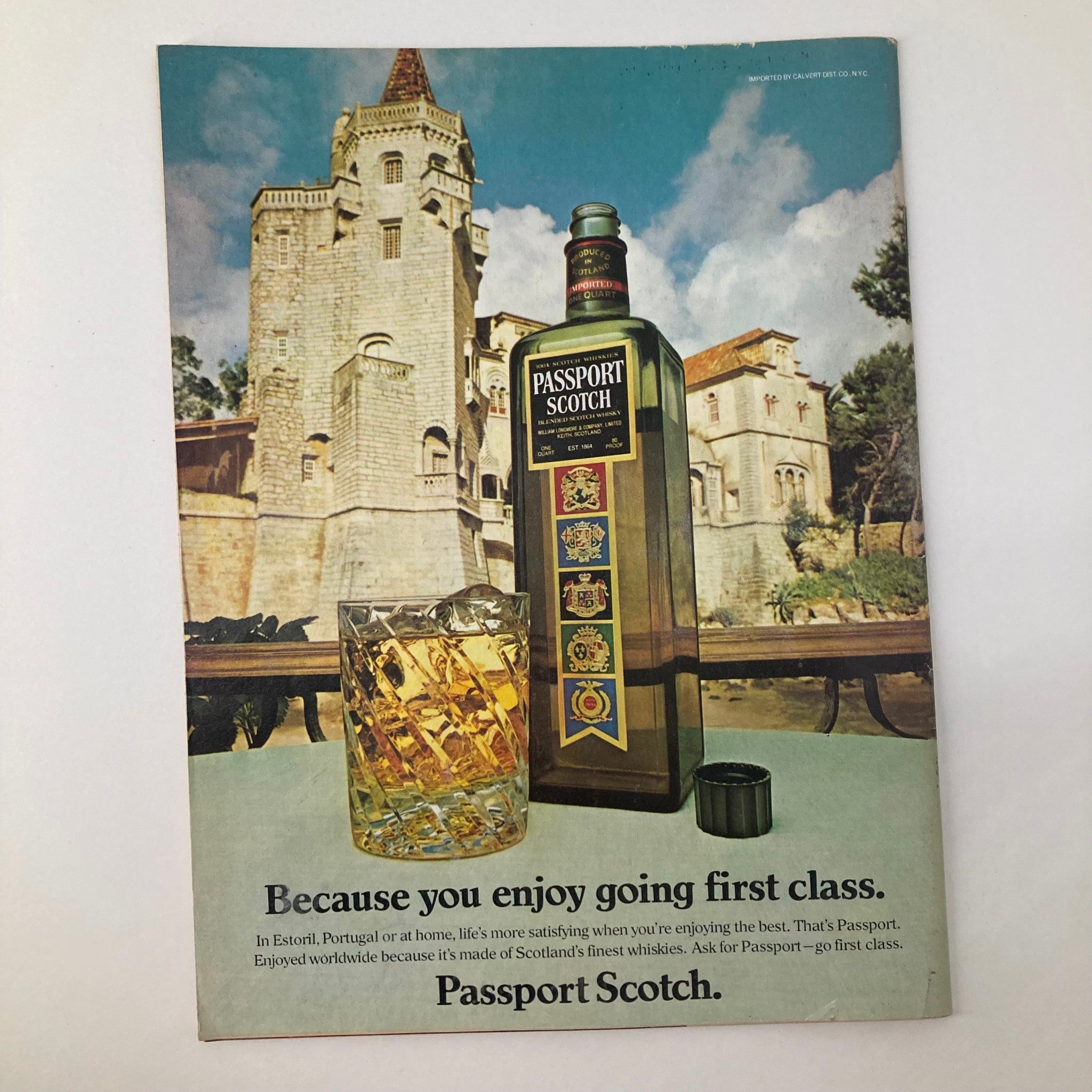 Advertisement for Passport Scotch featuring a bottle and a glass of scotch in front of a castle. The caption reads 'Because you enjoy going first class.' This image accompanies the VTG Newsweek Magazine March 30 1981 issue featuring novelist Toni Morrison on the cover.