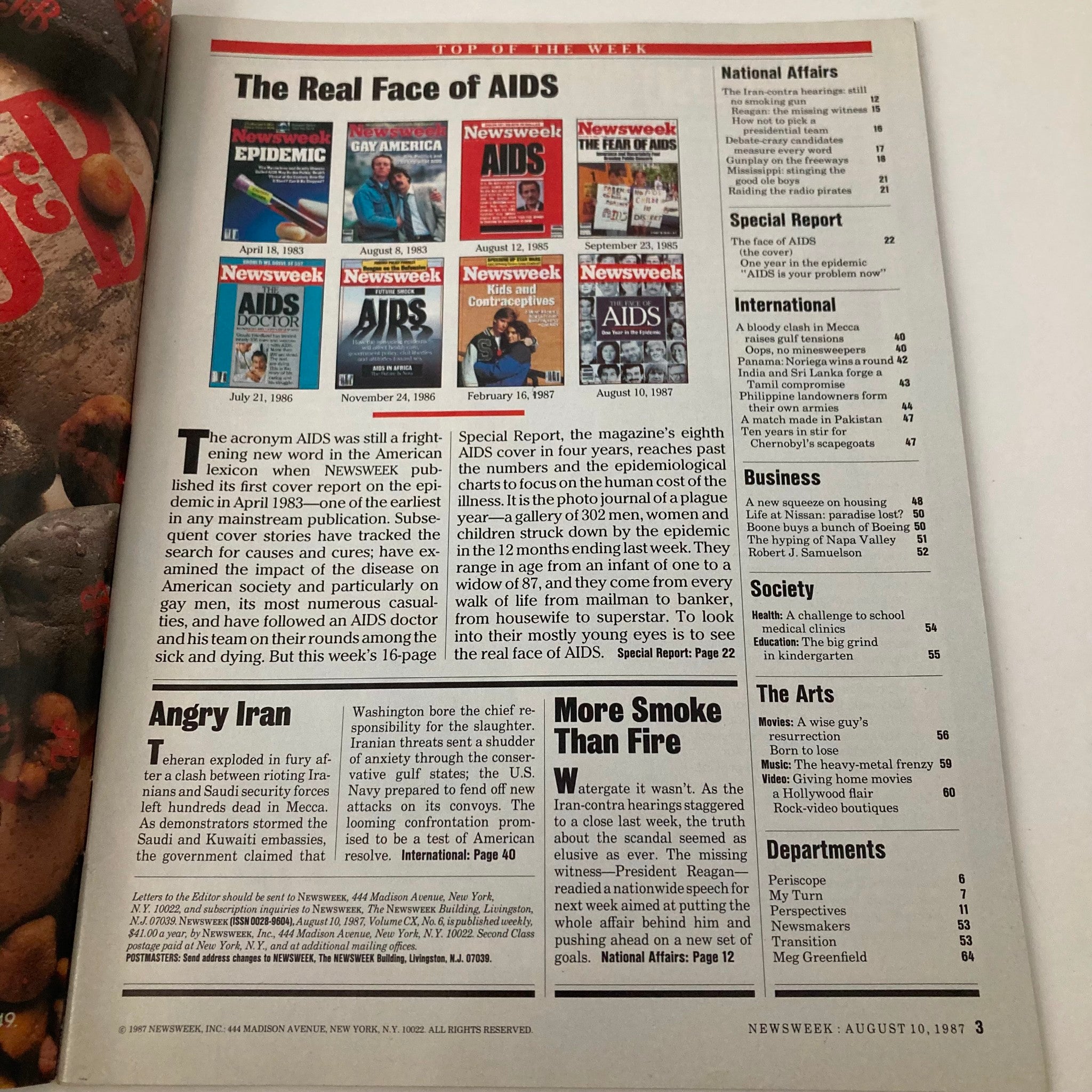 VTG Newsweek Magazine August 10 1987 The Face of Aids One Year in the Epidemic