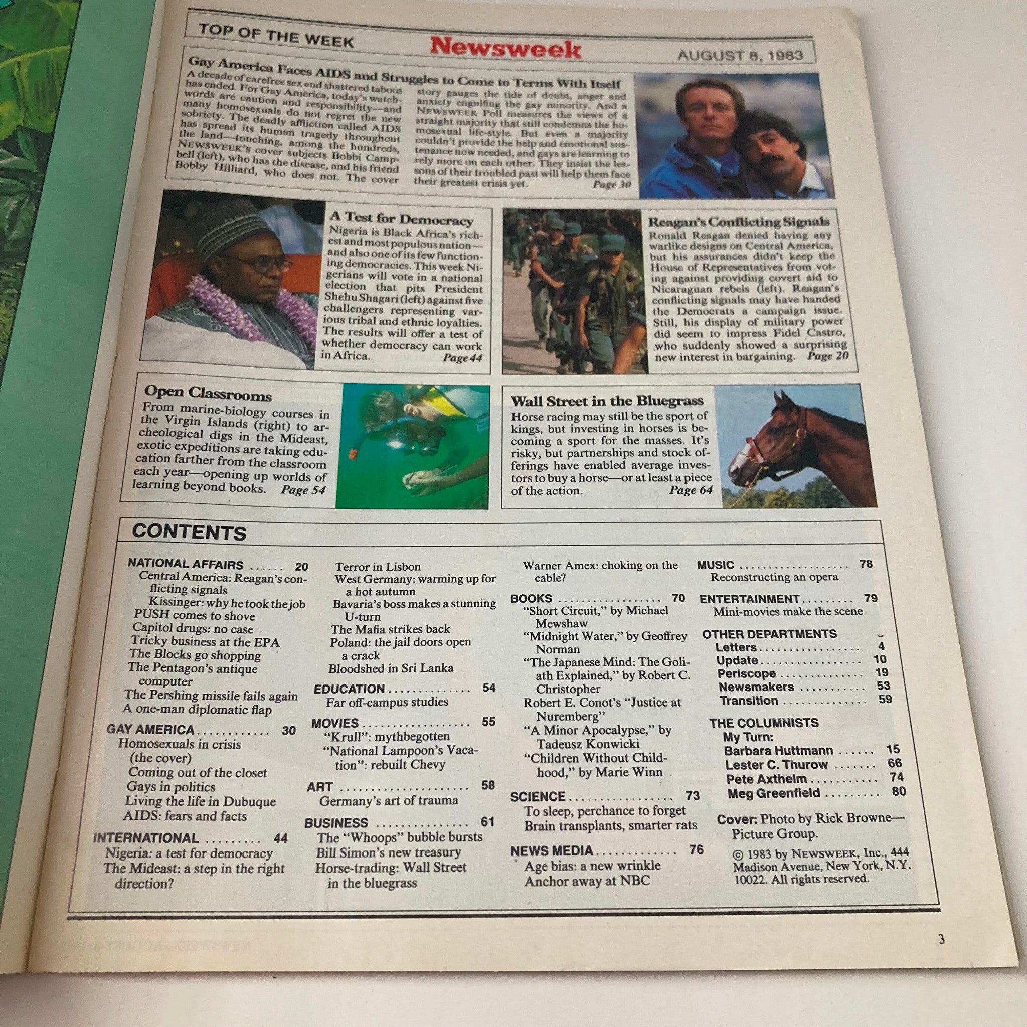 VTG Newsweek Magazine August 8 1983 Gay America Faces AIDS and Struggles