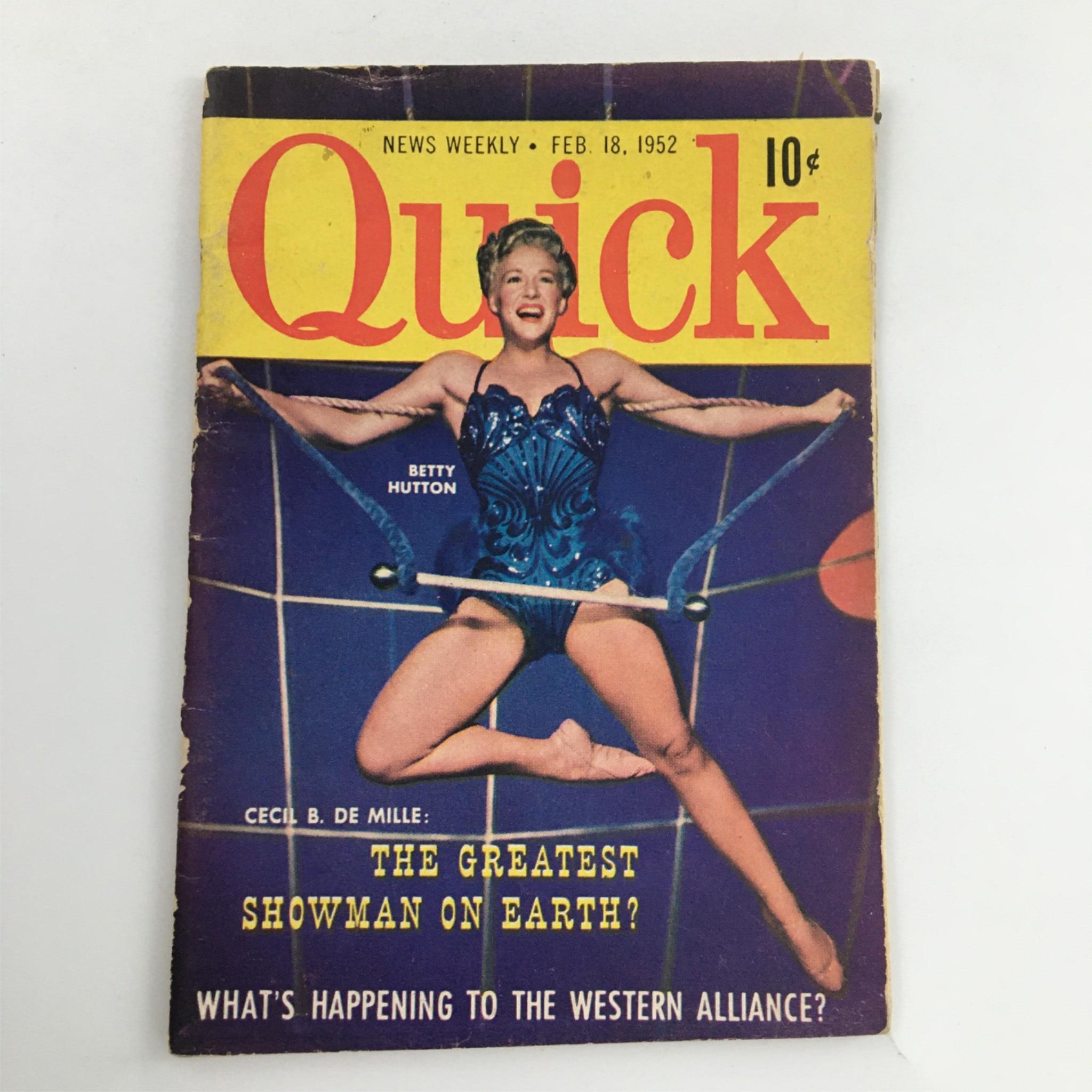 Quick Magazine February 18, 1952 Cecil B. De Mille, Newsstand